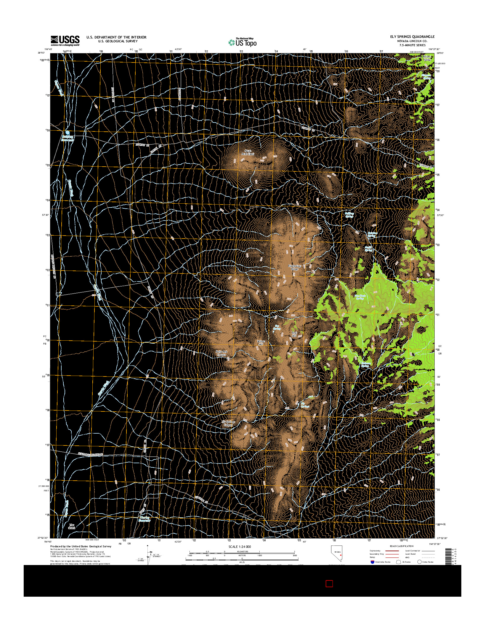 USGS US TOPO 7.5-MINUTE MAP FOR ELY SPRINGS, NV 2014