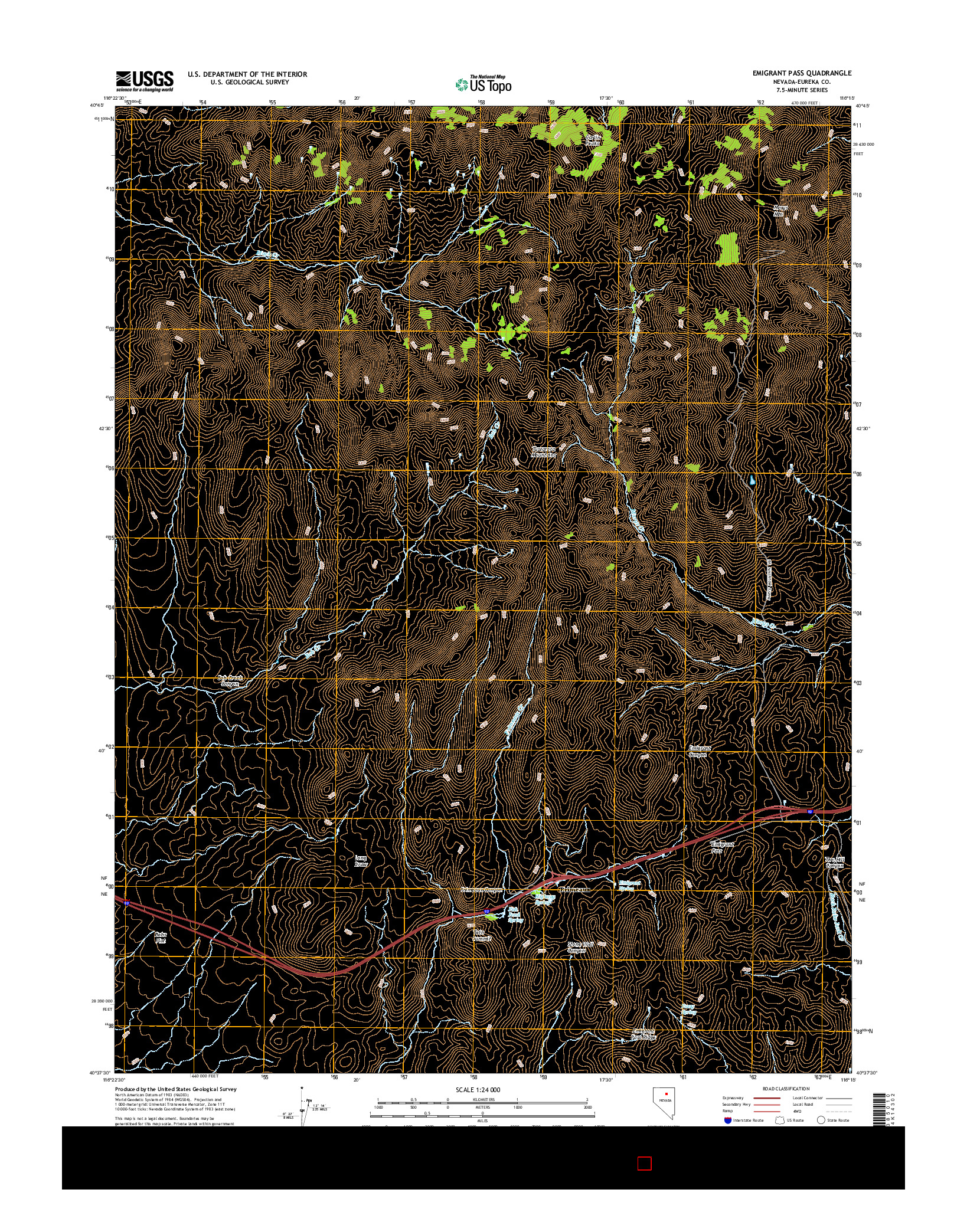 USGS US TOPO 7.5-MINUTE MAP FOR EMIGRANT PASS, NV 2014