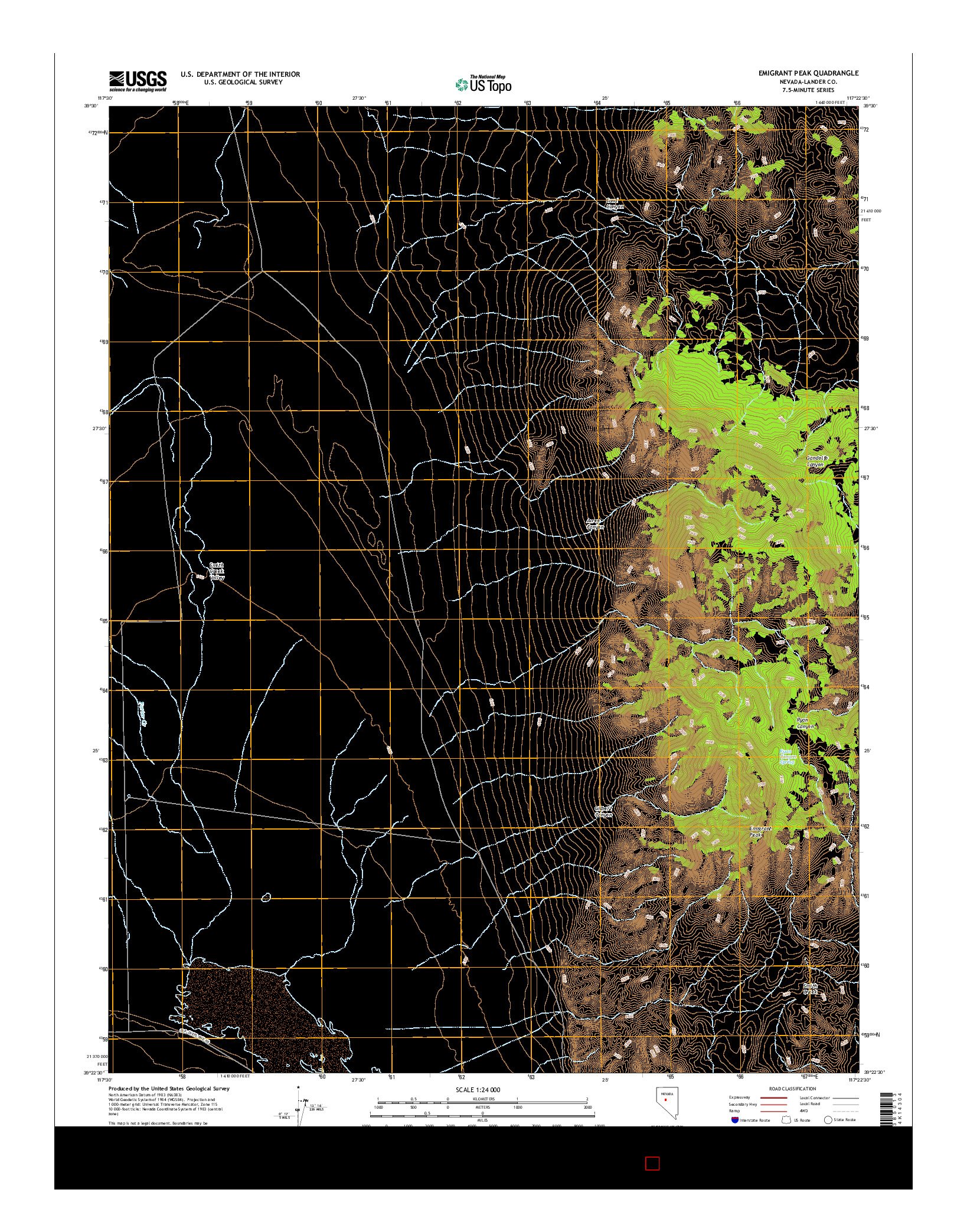 USGS US TOPO 7.5-MINUTE MAP FOR EMIGRANT PEAK, NV 2014
