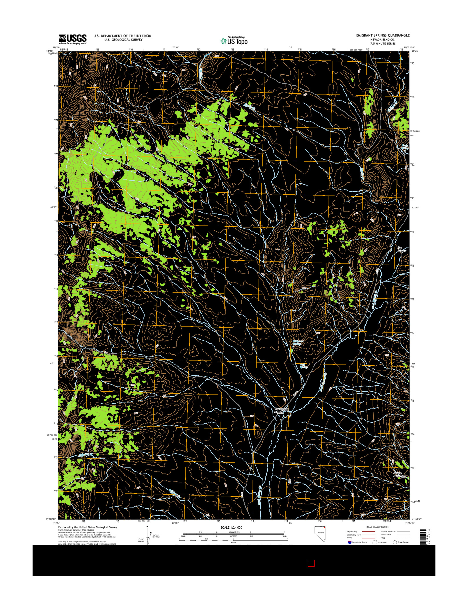 USGS US TOPO 7.5-MINUTE MAP FOR EMIGRANT SPRINGS, NV 2014