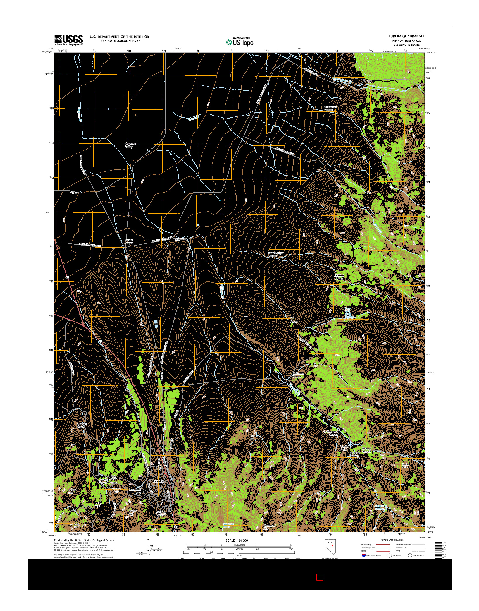 USGS US TOPO 7.5-MINUTE MAP FOR EUREKA, NV 2014