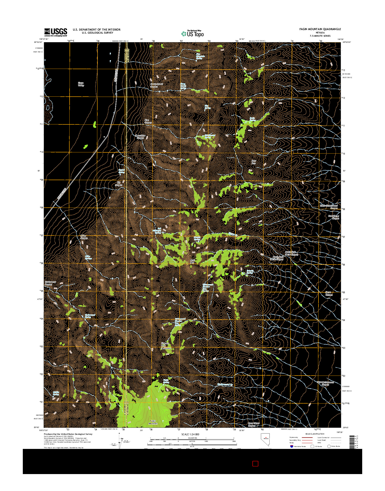 USGS US TOPO 7.5-MINUTE MAP FOR FAGIN MOUNTAIN, NV 2014