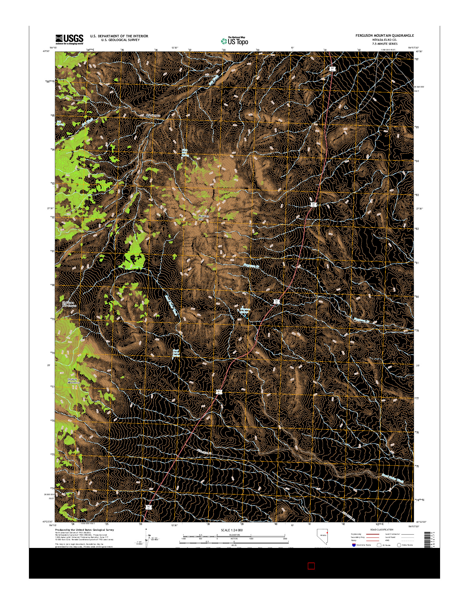 USGS US TOPO 7.5-MINUTE MAP FOR FERGUSON MOUNTAIN, NV 2014