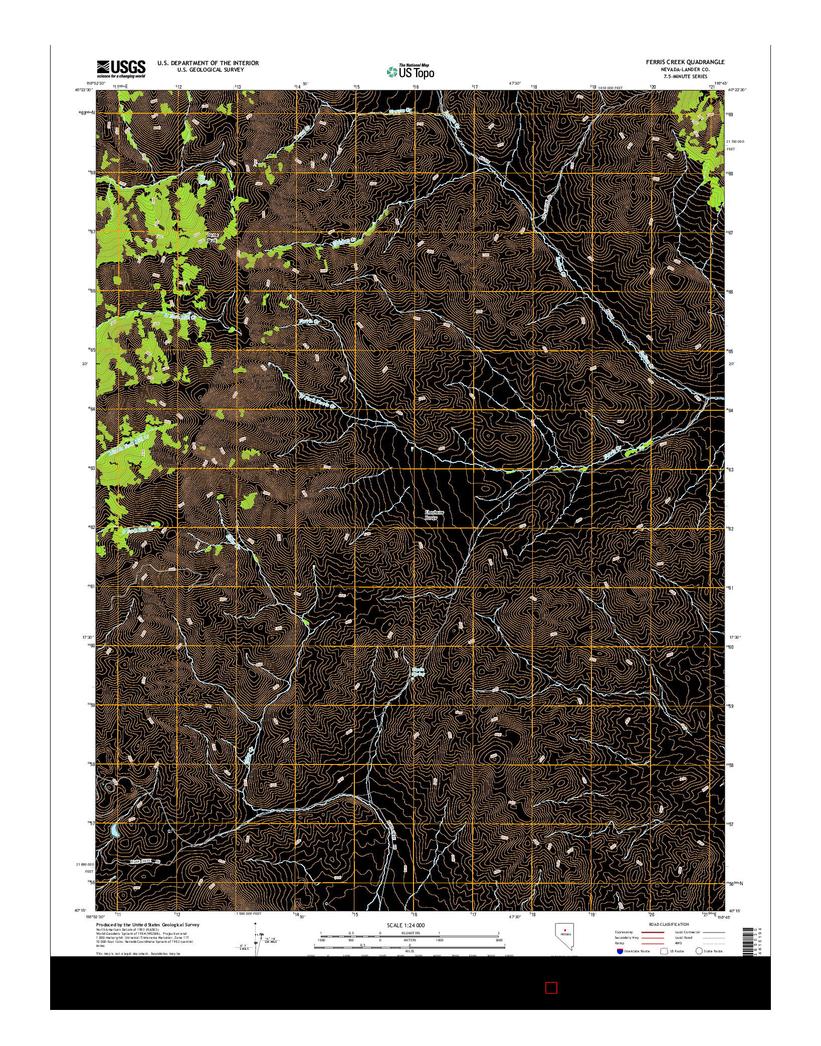 USGS US TOPO 7.5-MINUTE MAP FOR FERRIS CREEK, NV 2014