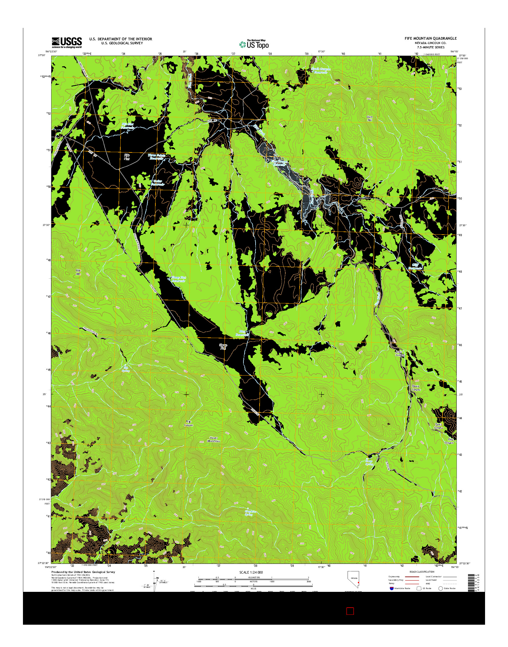 USGS US TOPO 7.5-MINUTE MAP FOR FIFE MOUNTAIN, NV 2014