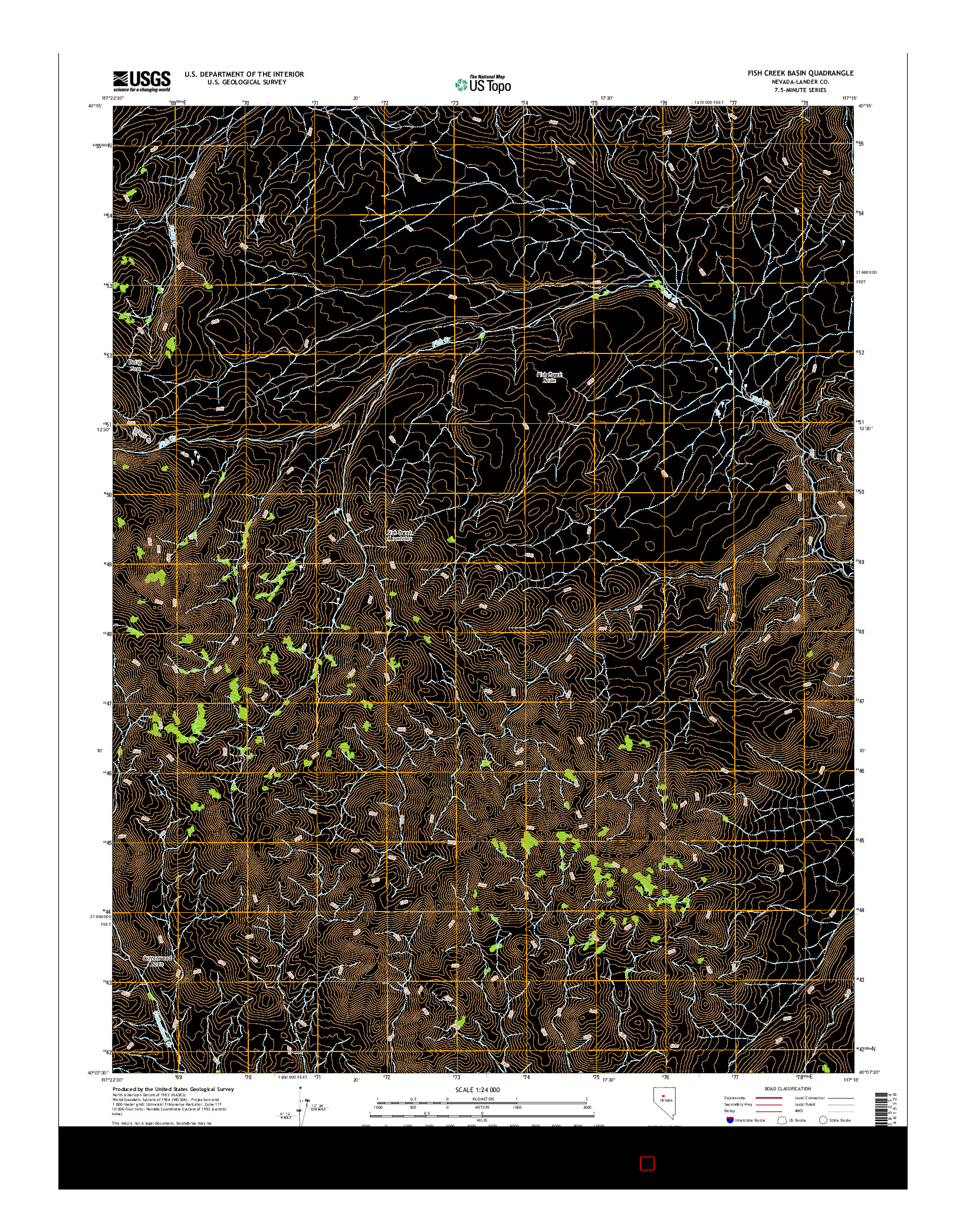 USGS US TOPO 7.5-MINUTE MAP FOR FISH CREEK BASIN, NV 2014