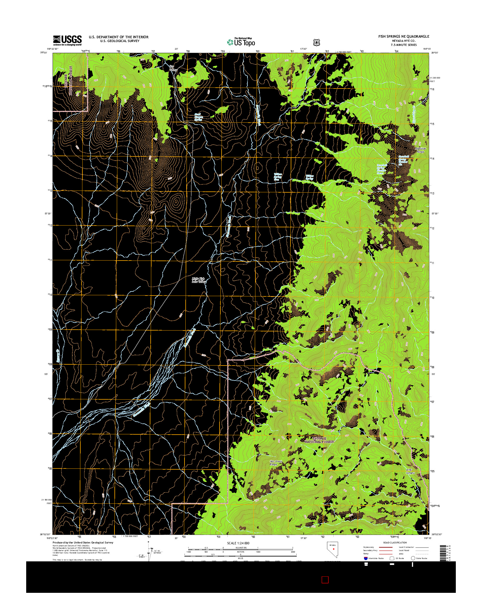 USGS US TOPO 7.5-MINUTE MAP FOR FISH SPRINGS NE, NV 2014