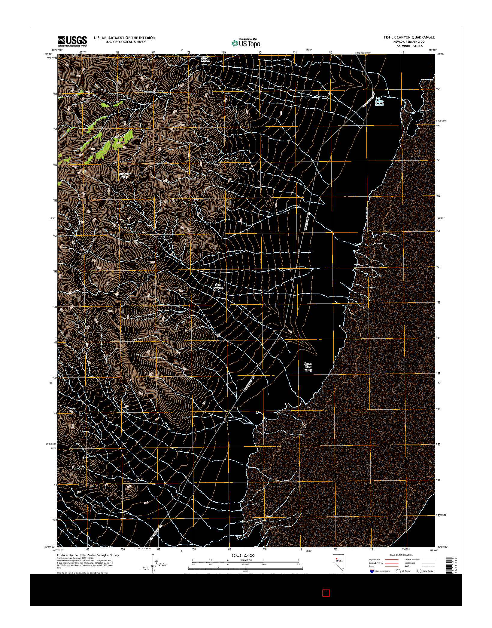 USGS US TOPO 7.5-MINUTE MAP FOR FISHER CANYON, NV 2014