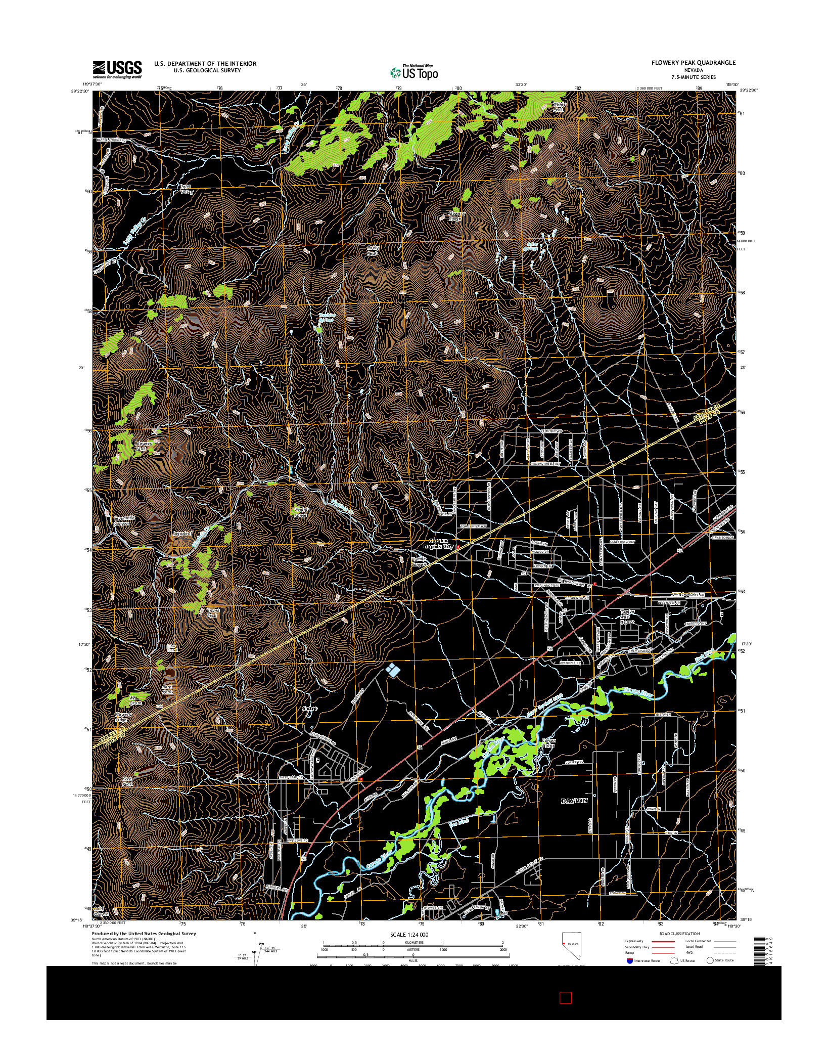 USGS US TOPO 7.5-MINUTE MAP FOR FLOWERY PEAK, NV 2014