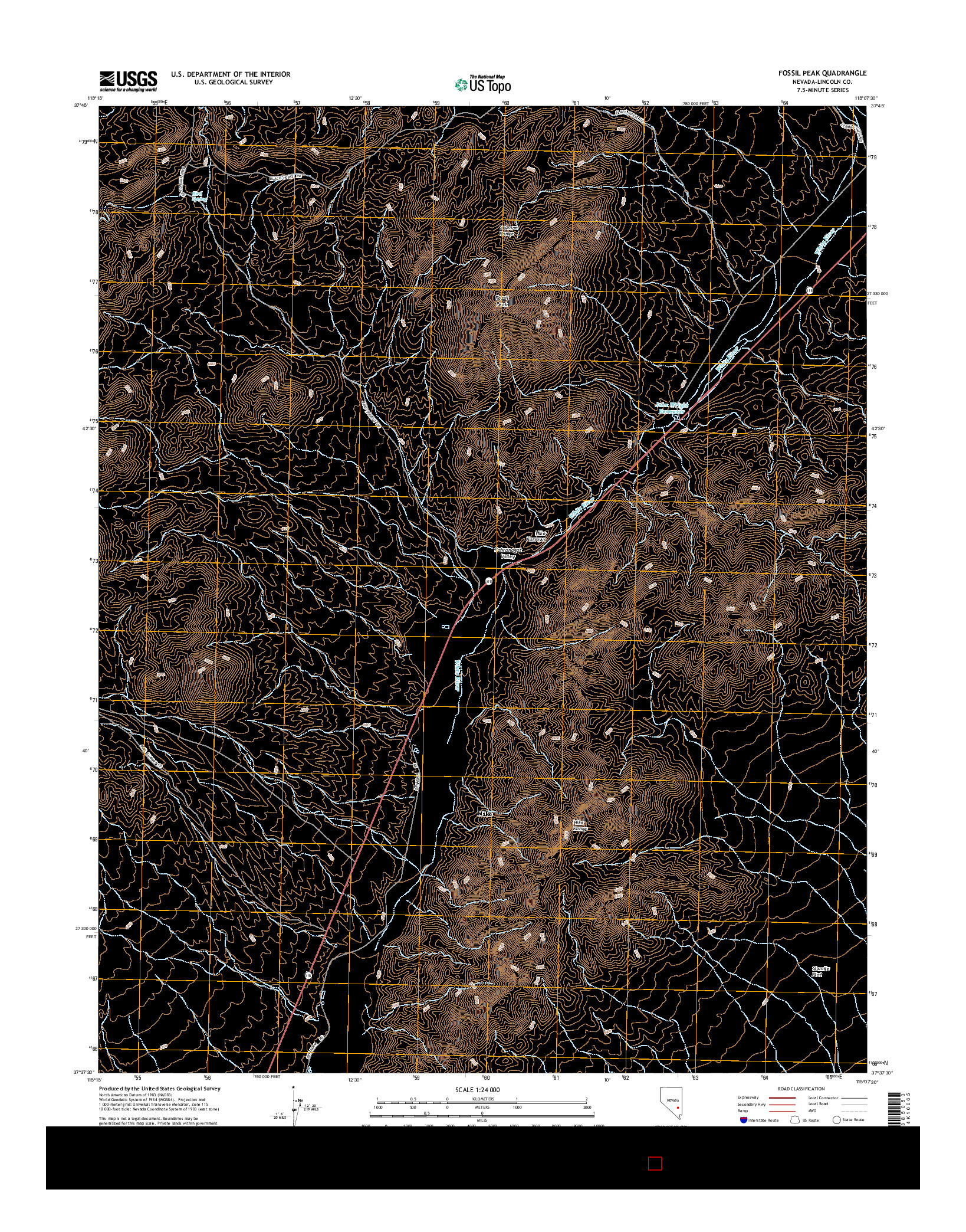 USGS US TOPO 7.5-MINUTE MAP FOR FOSSIL PEAK, NV 2014