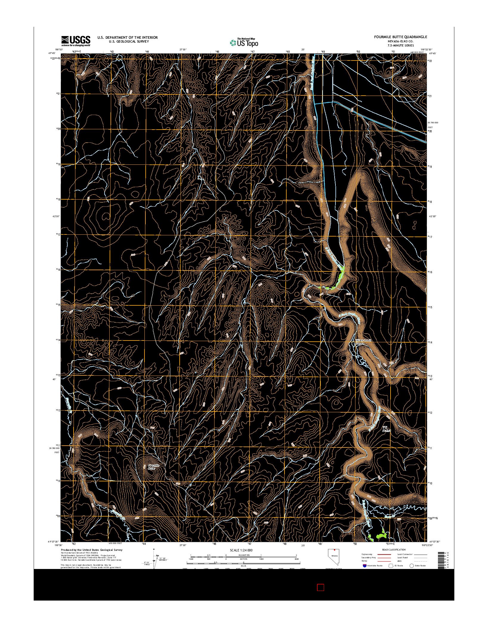 USGS US TOPO 7.5-MINUTE MAP FOR FOURMILE BUTTE, NV 2014