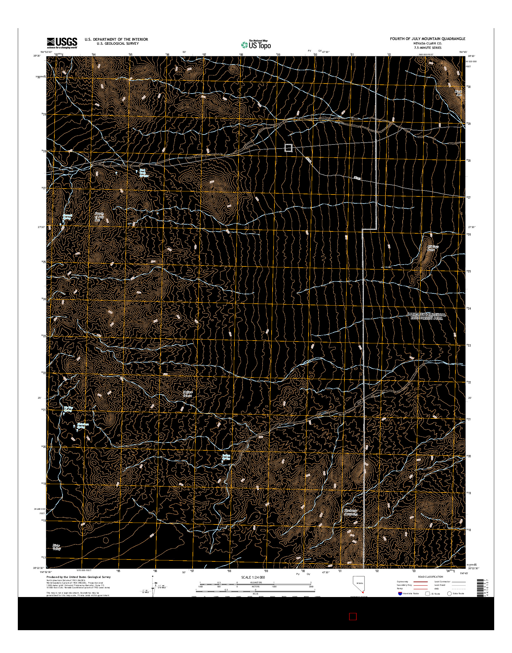 USGS US TOPO 7.5-MINUTE MAP FOR FOURTH OF JULY MOUNTAIN, NV 2014