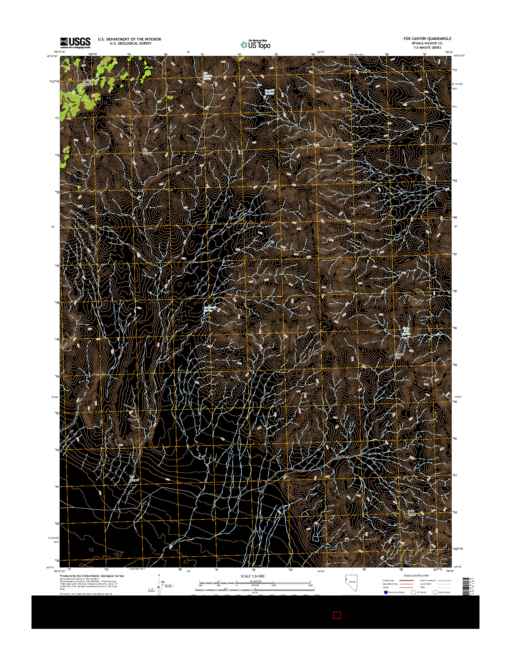 USGS US TOPO 7.5-MINUTE MAP FOR FOX CANYON, NV 2014