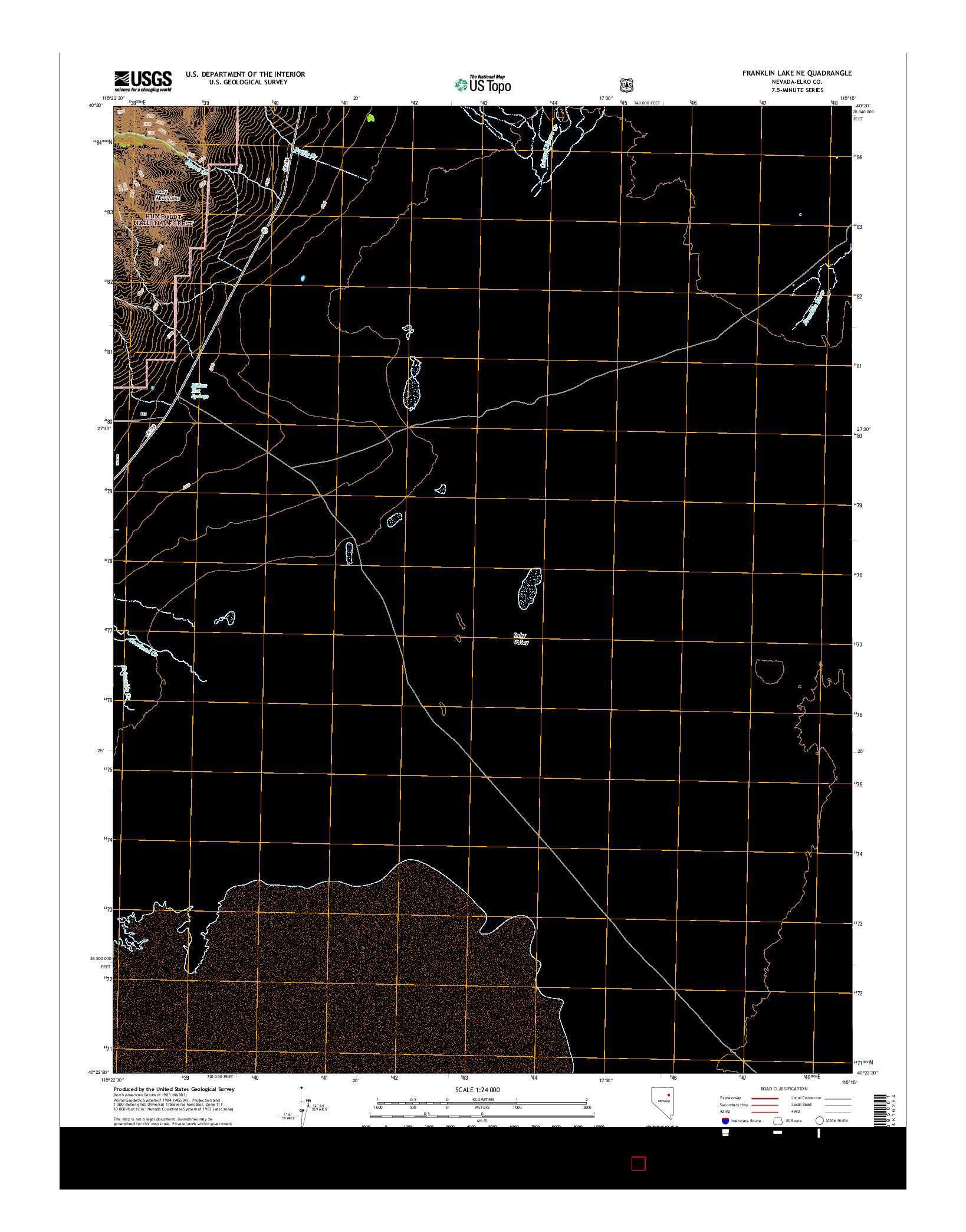 USGS US TOPO 7.5-MINUTE MAP FOR FRANKLIN LAKE NE, NV 2014