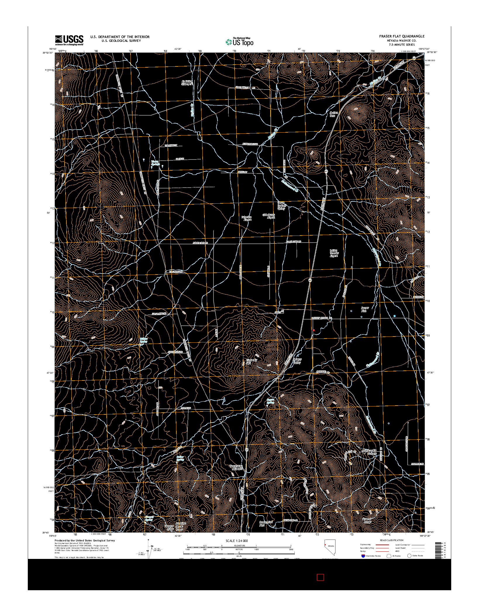 USGS US TOPO 7.5-MINUTE MAP FOR FRASER FLAT, NV 2014