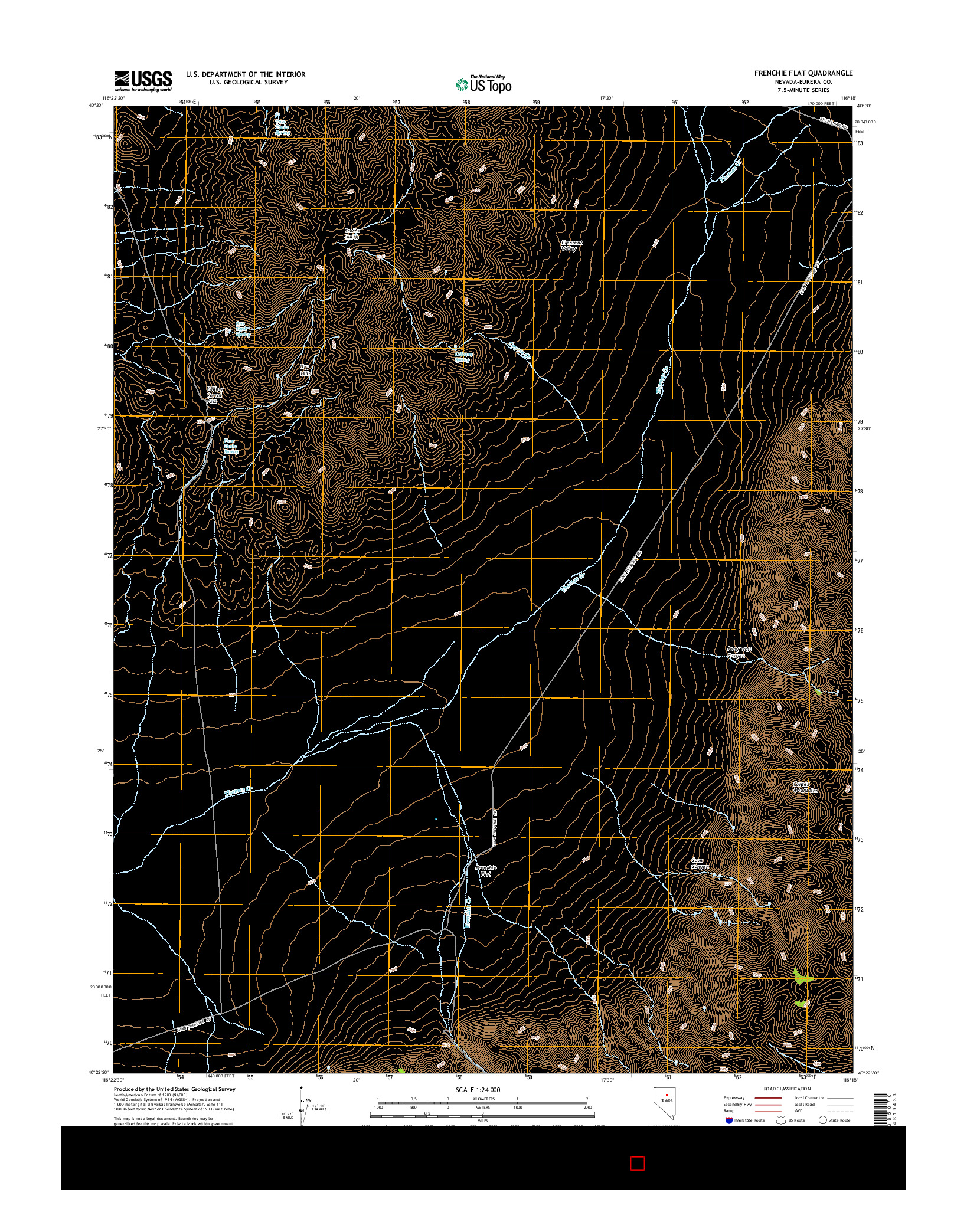 USGS US TOPO 7.5-MINUTE MAP FOR FRENCHIE FLAT, NV 2014