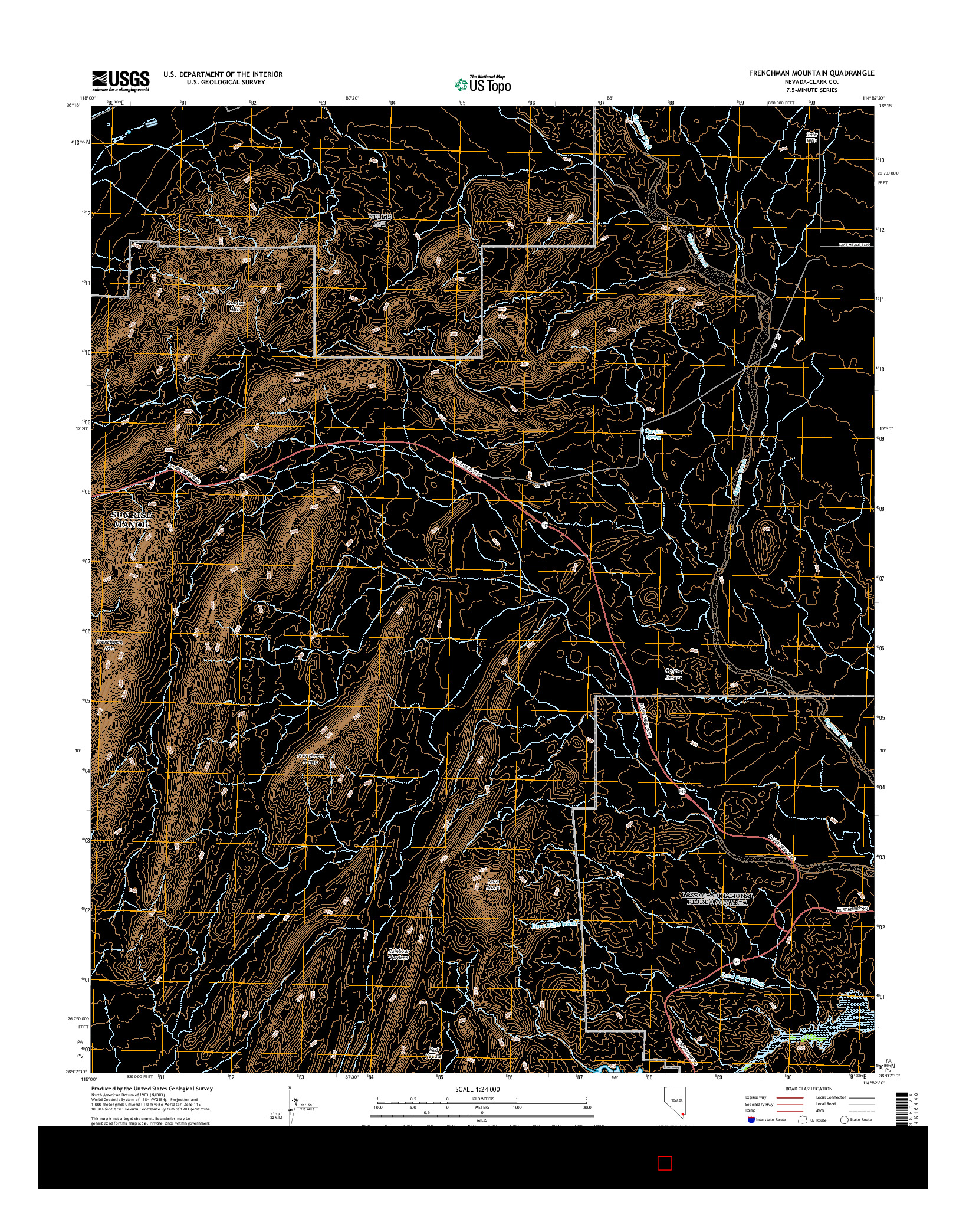 USGS US TOPO 7.5-MINUTE MAP FOR FRENCHMAN MOUNTAIN, NV 2014