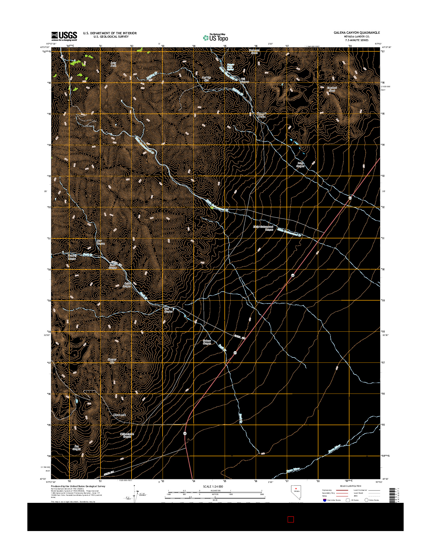 USGS US TOPO 7.5-MINUTE MAP FOR GALENA CANYON, NV 2014