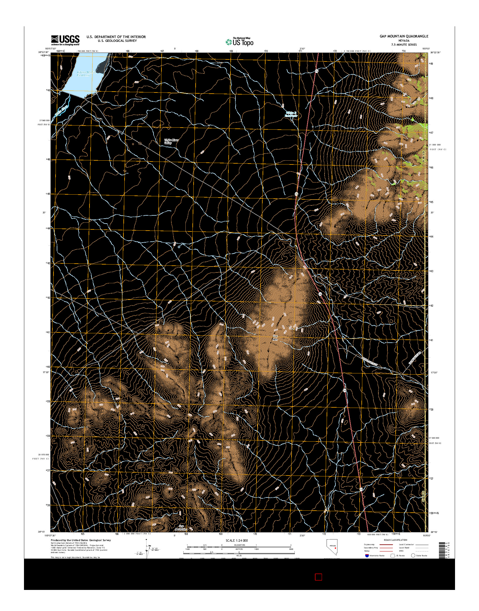 USGS US TOPO 7.5-MINUTE MAP FOR GAP MOUNTAIN, NV 2014