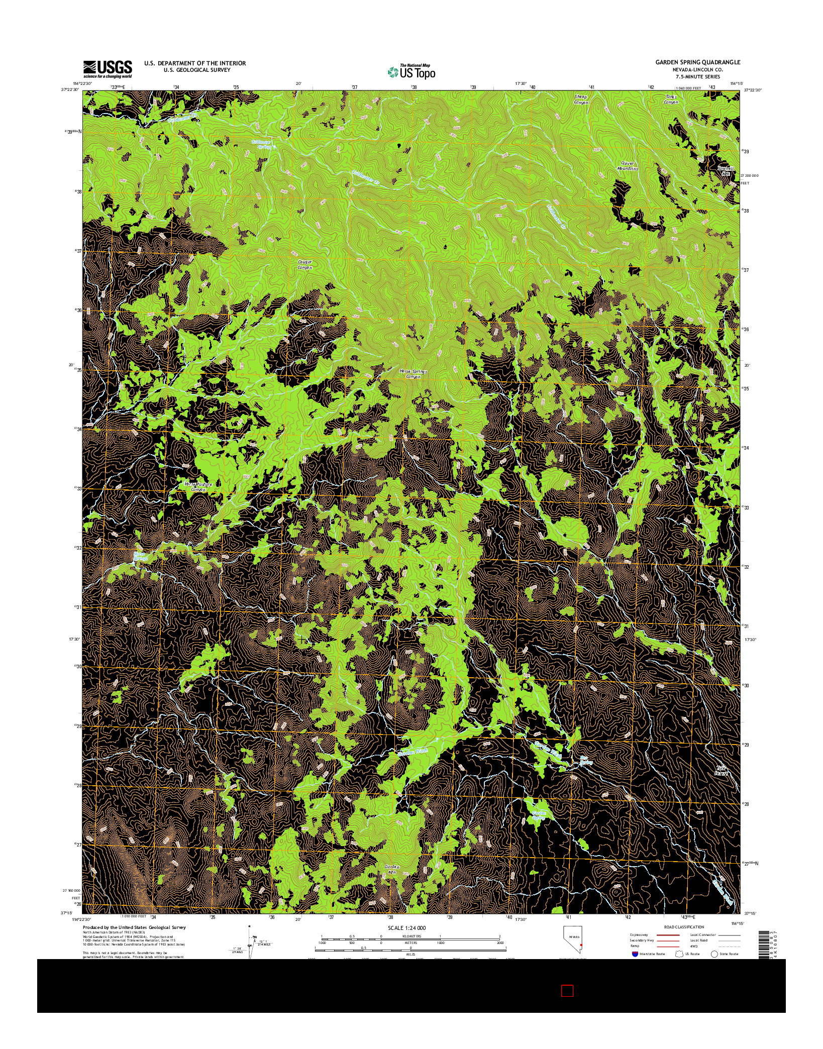 USGS US TOPO 7.5-MINUTE MAP FOR GARDEN SPRING, NV 2014