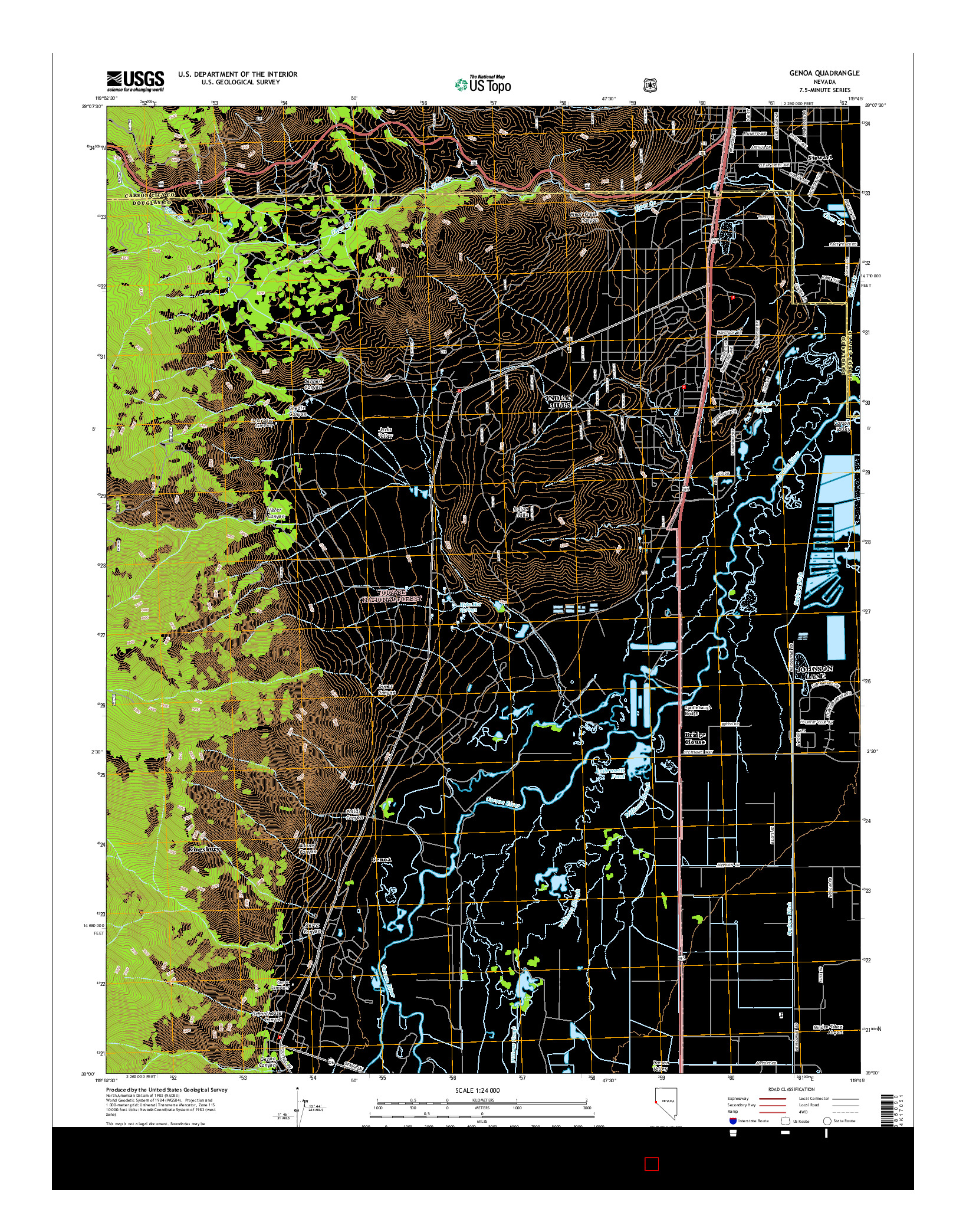 USGS US TOPO 7.5-MINUTE MAP FOR GENOA, NV 2014