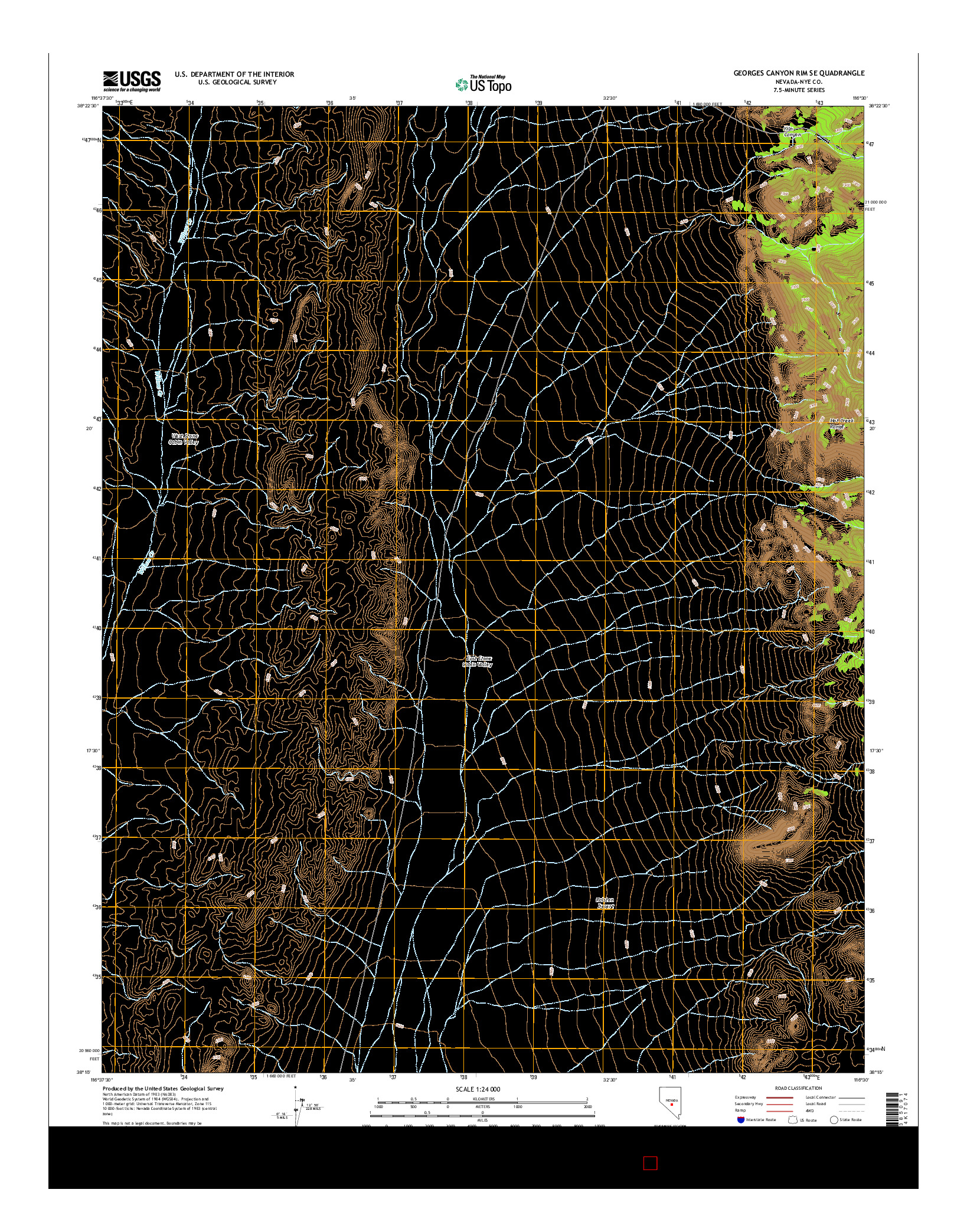 USGS US TOPO 7.5-MINUTE MAP FOR GEORGES CANYON RIM SE, NV 2014