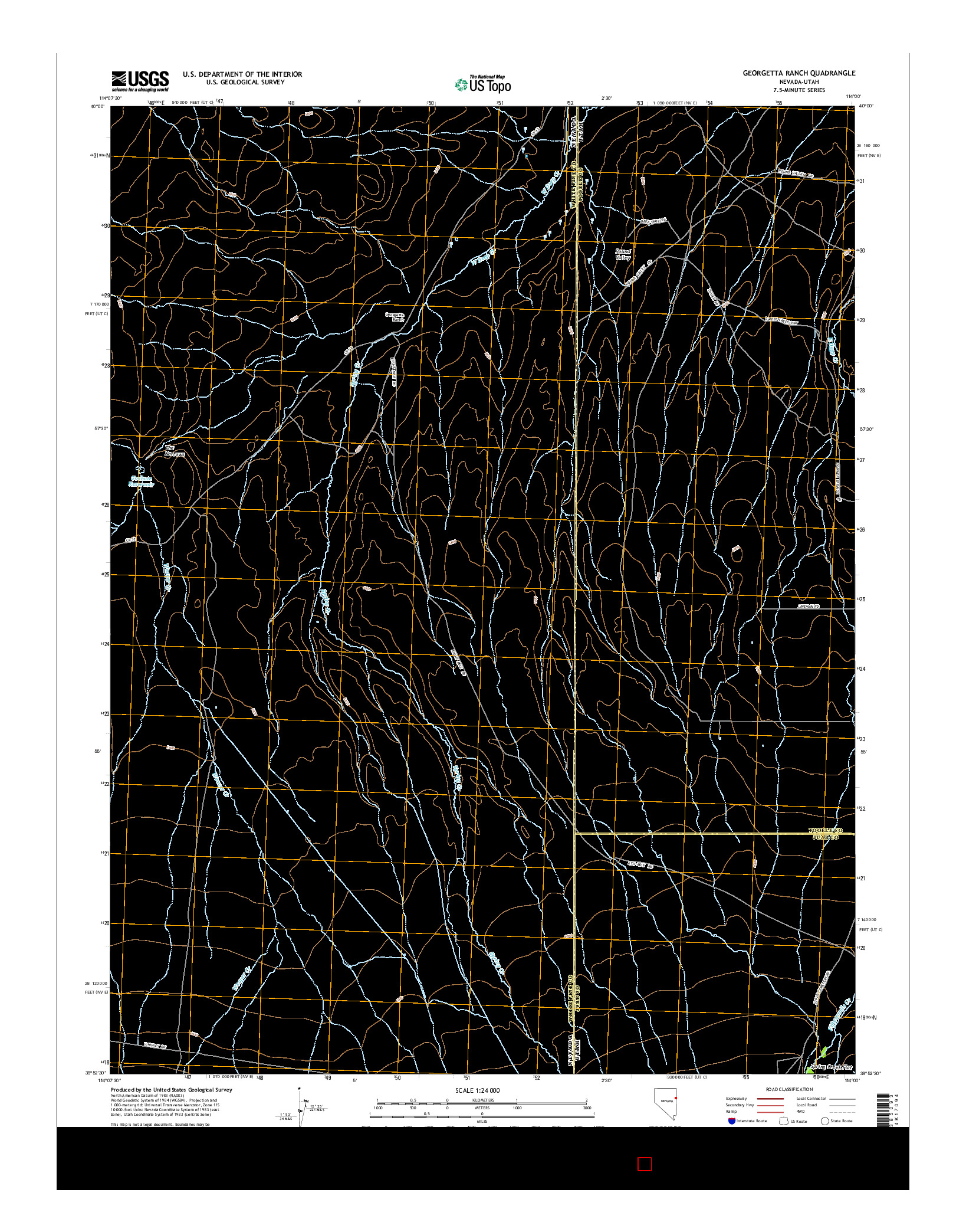 USGS US TOPO 7.5-MINUTE MAP FOR GEORGETTA RANCH, NV-UT 2014