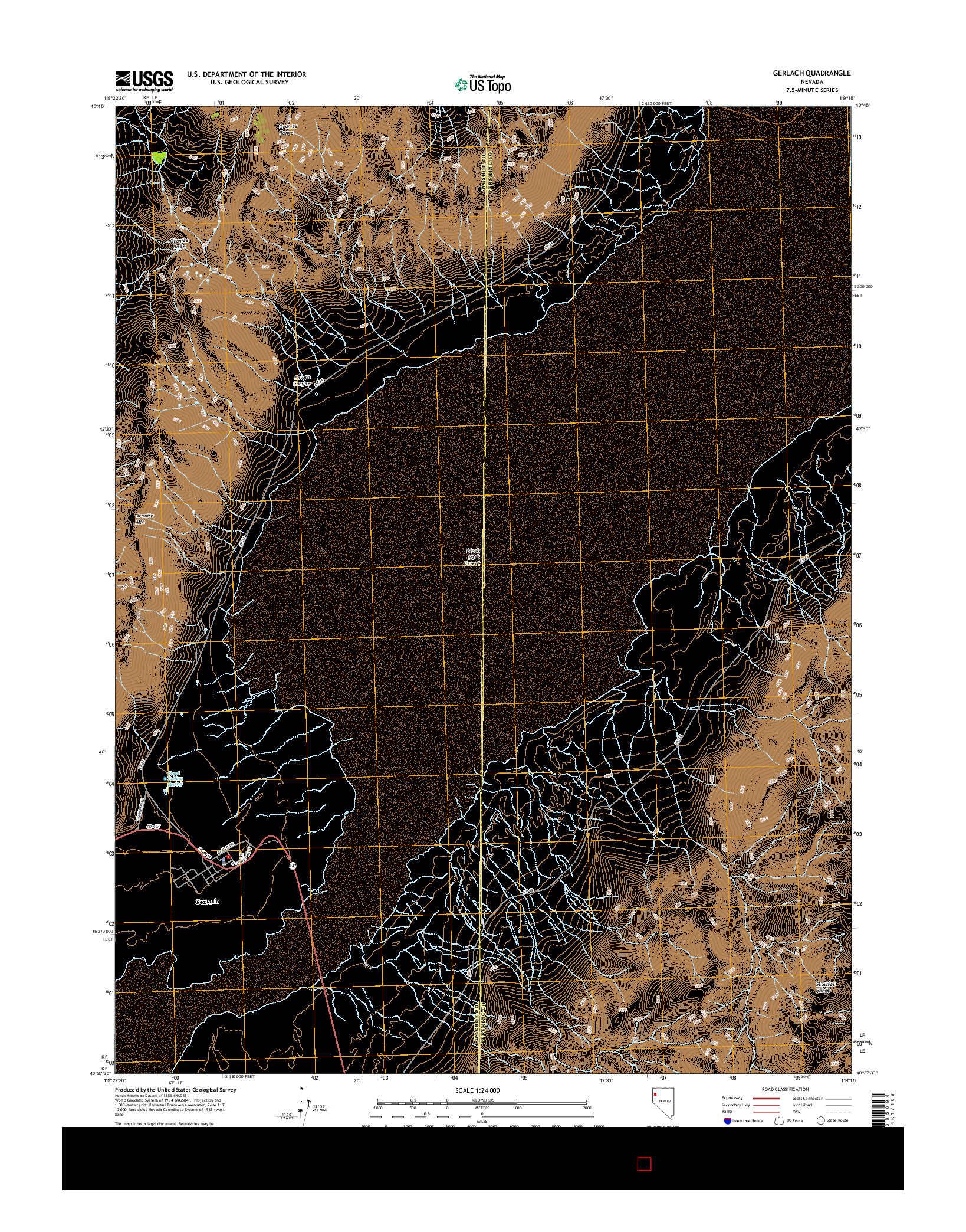 USGS US TOPO 7.5-MINUTE MAP FOR GERLACH, NV 2014