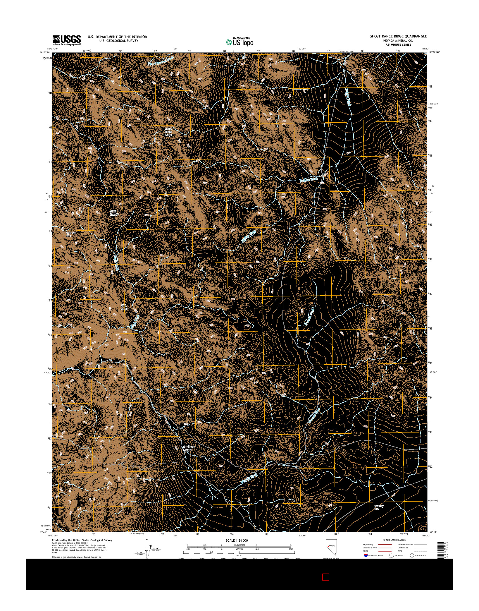 USGS US TOPO 7.5-MINUTE MAP FOR GHOST DANCE RIDGE, NV 2014