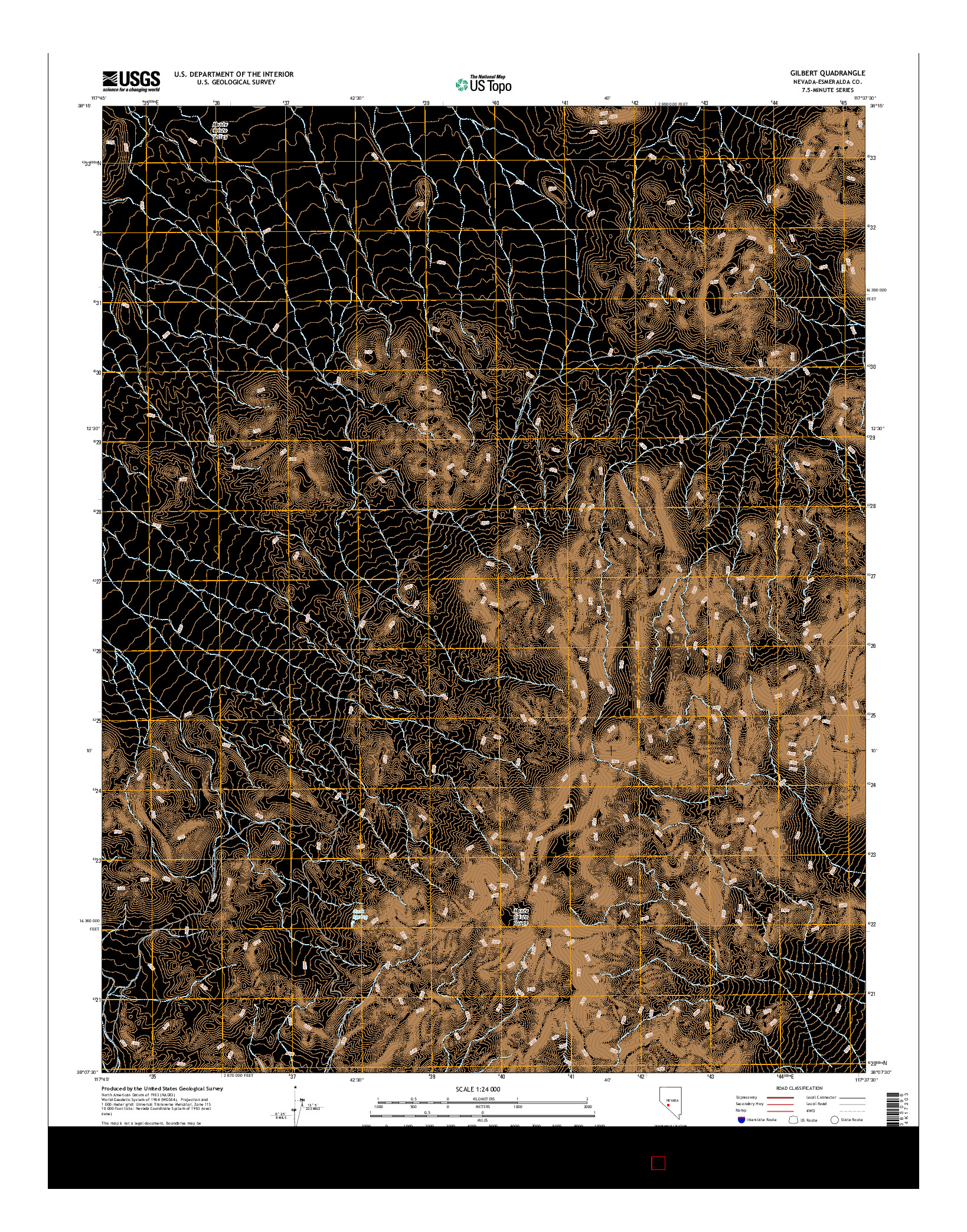USGS US TOPO 7.5-MINUTE MAP FOR GILBERT, NV 2014