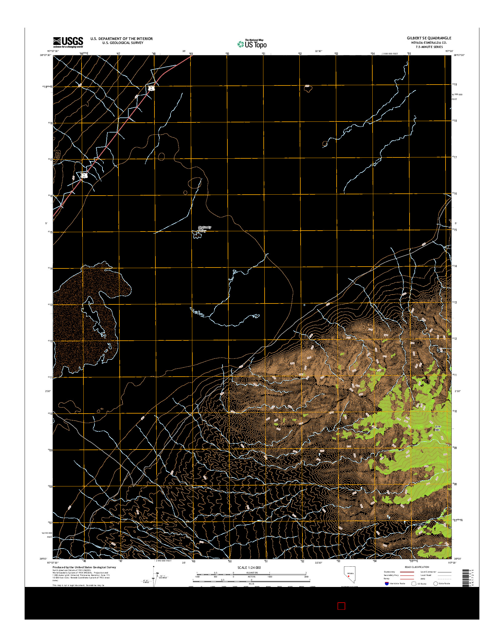 USGS US TOPO 7.5-MINUTE MAP FOR GILBERT SE, NV 2014