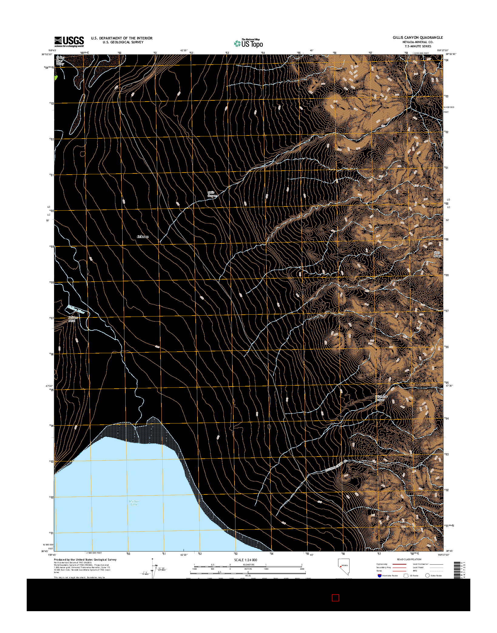 USGS US TOPO 7.5-MINUTE MAP FOR GILLIS CANYON, NV 2014
