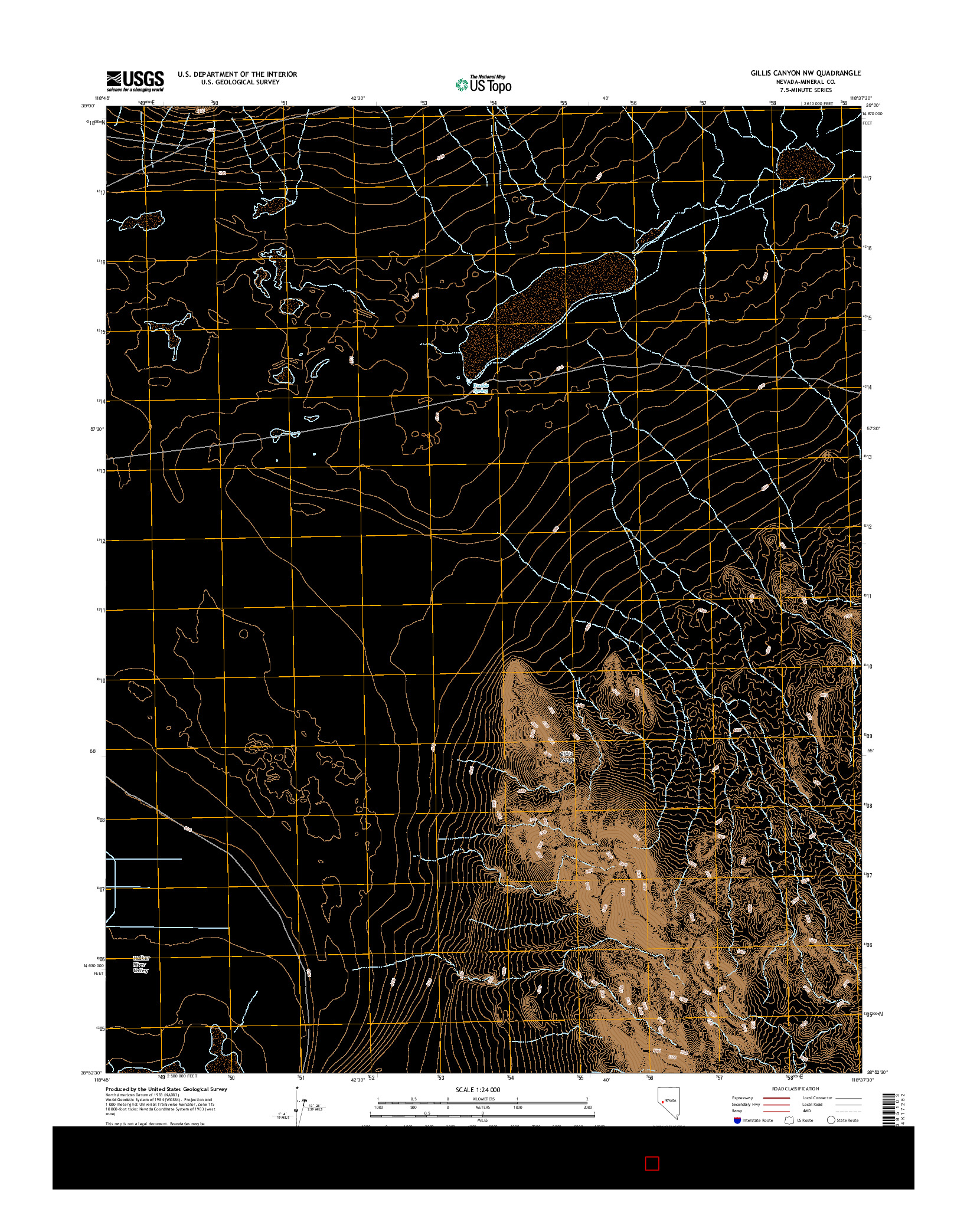 USGS US TOPO 7.5-MINUTE MAP FOR GILLIS CANYON NW, NV 2014