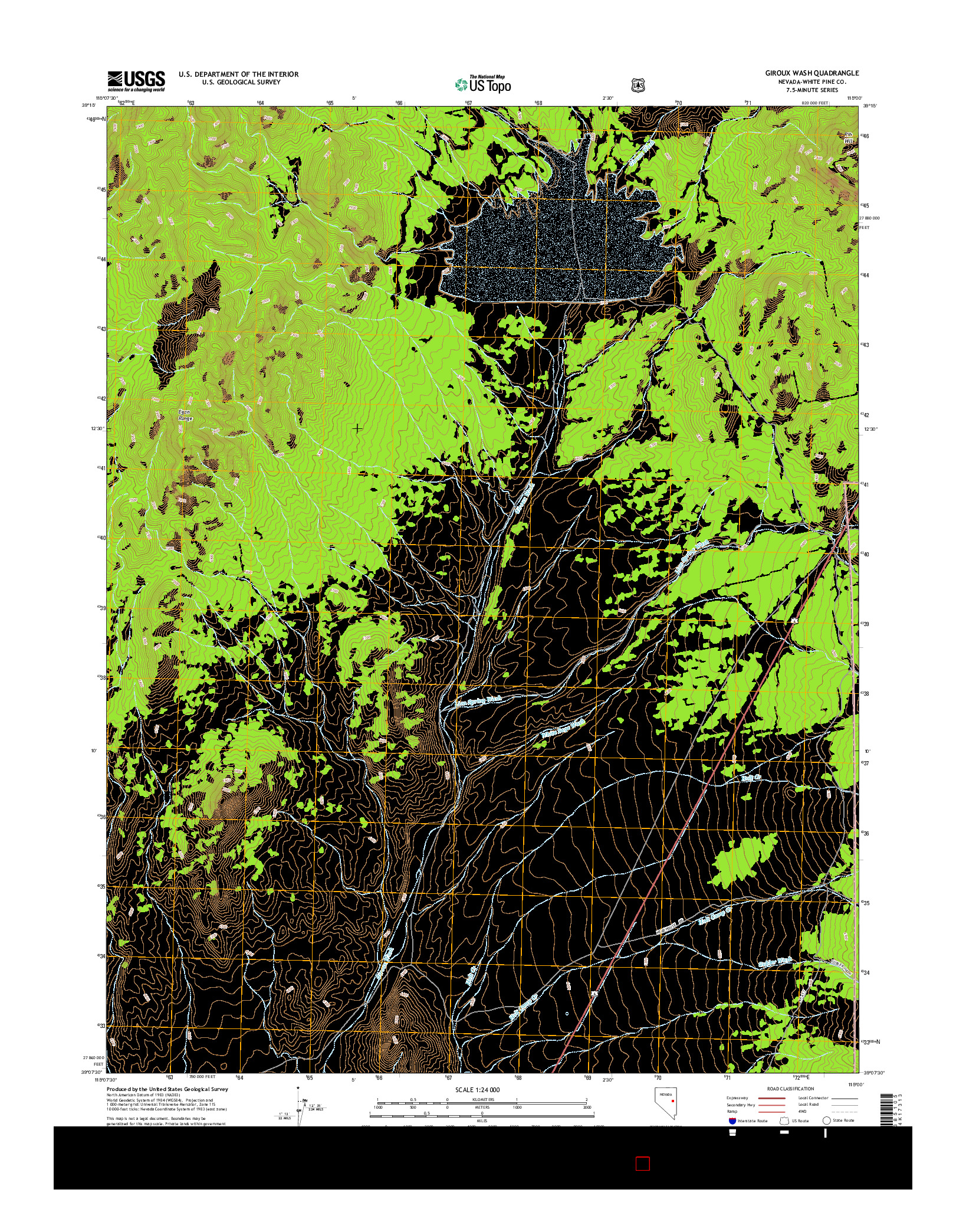 USGS US TOPO 7.5-MINUTE MAP FOR GIROUX WASH, NV 2014