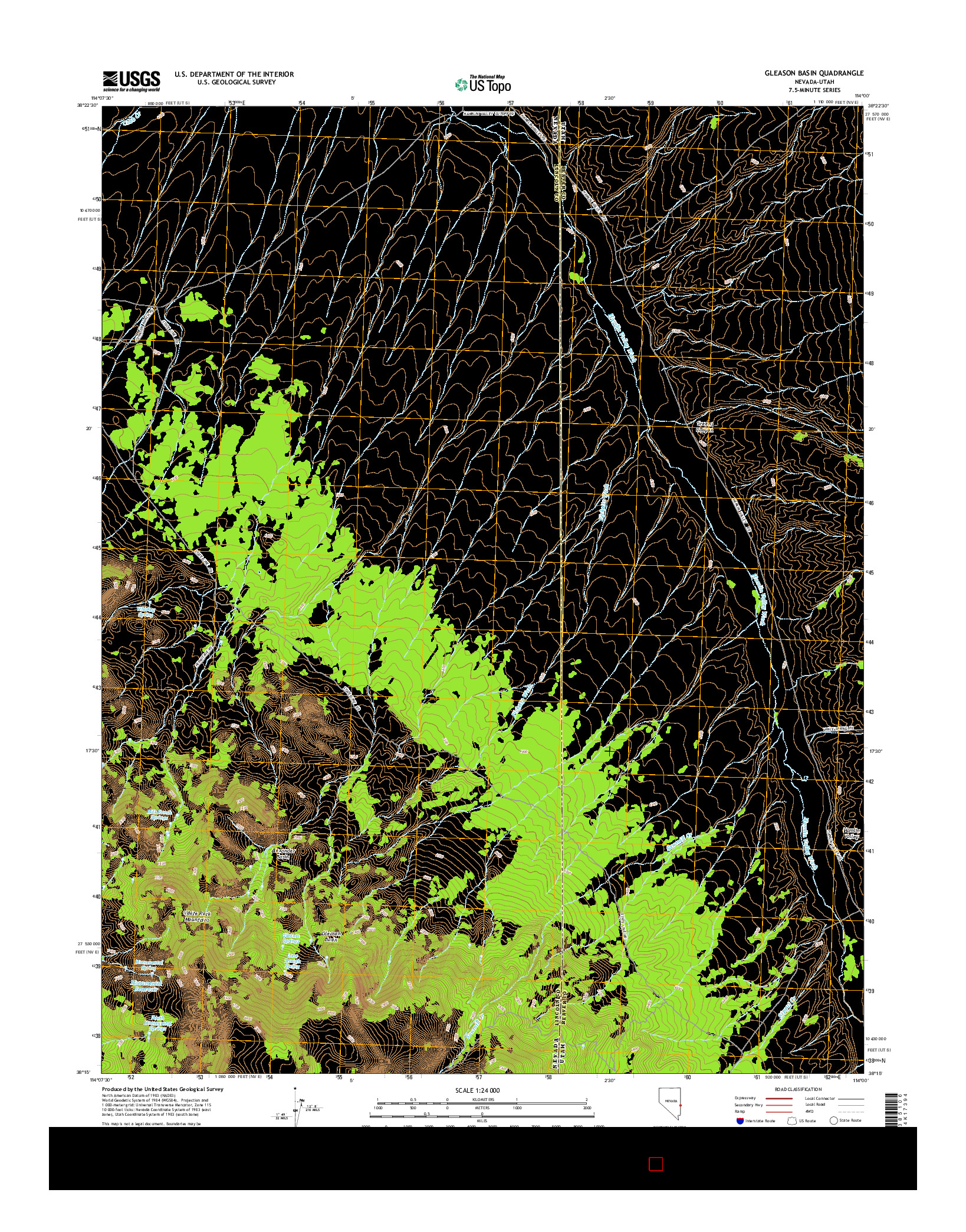 USGS US TOPO 7.5-MINUTE MAP FOR GLEASON BASIN, NV-UT 2014