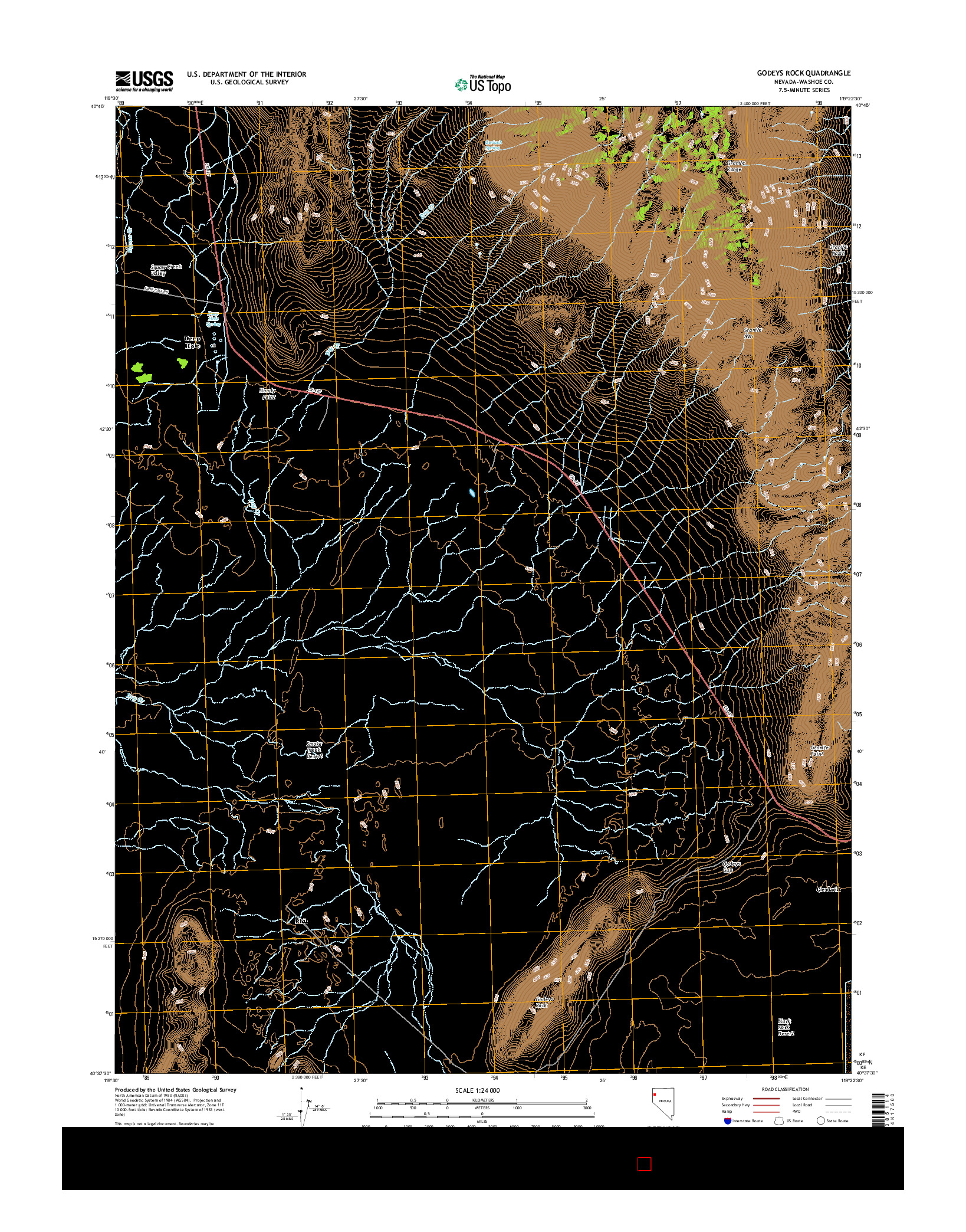 USGS US TOPO 7.5-MINUTE MAP FOR GODEYS ROCK, NV 2014