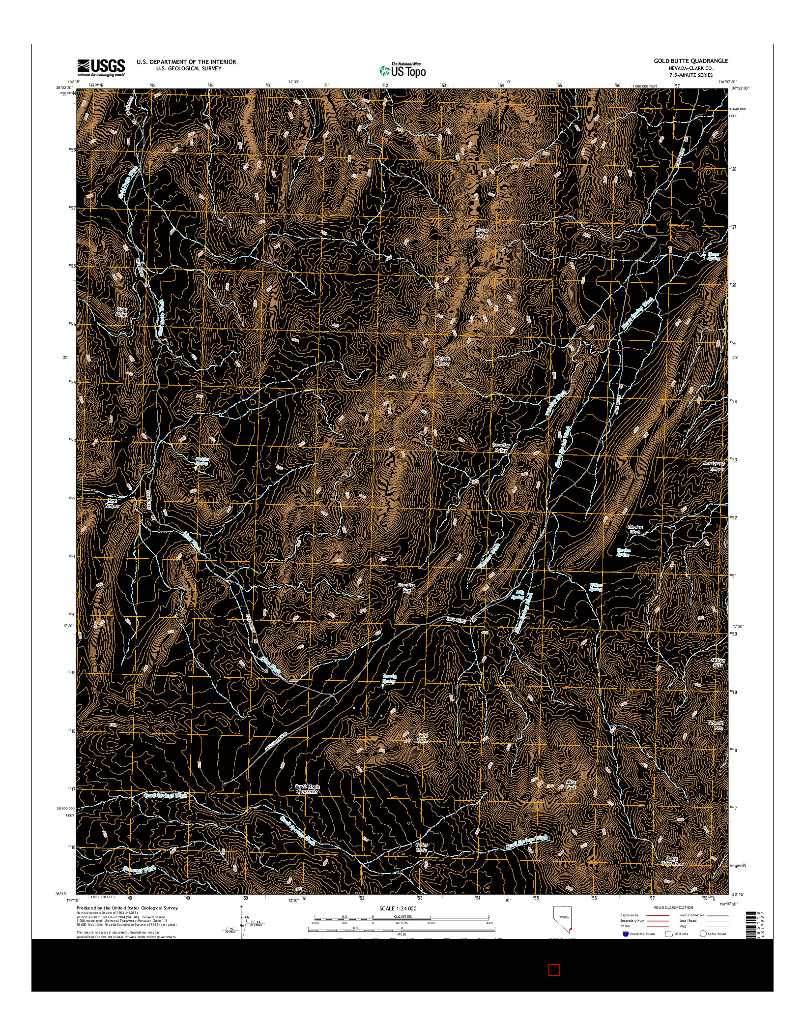 USGS US TOPO 7.5-MINUTE MAP FOR GOLD BUTTE, NV 2014