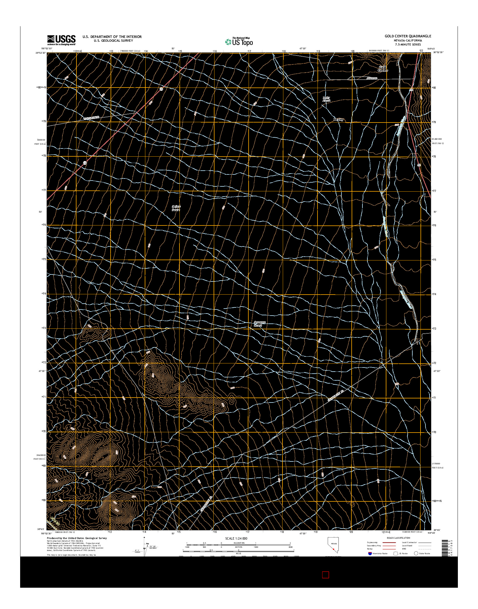 USGS US TOPO 7.5-MINUTE MAP FOR GOLD CENTER, NV-CA 2014