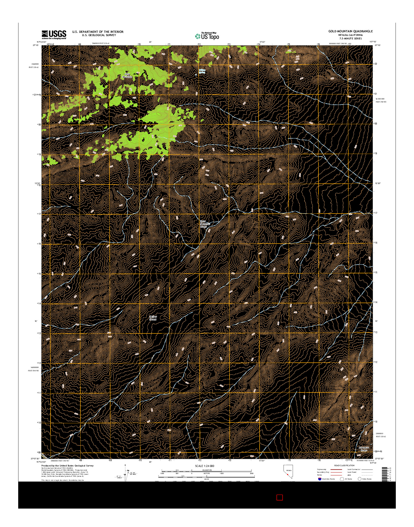 USGS US TOPO 7.5-MINUTE MAP FOR GOLD MOUNTAIN, NV-CA 2014