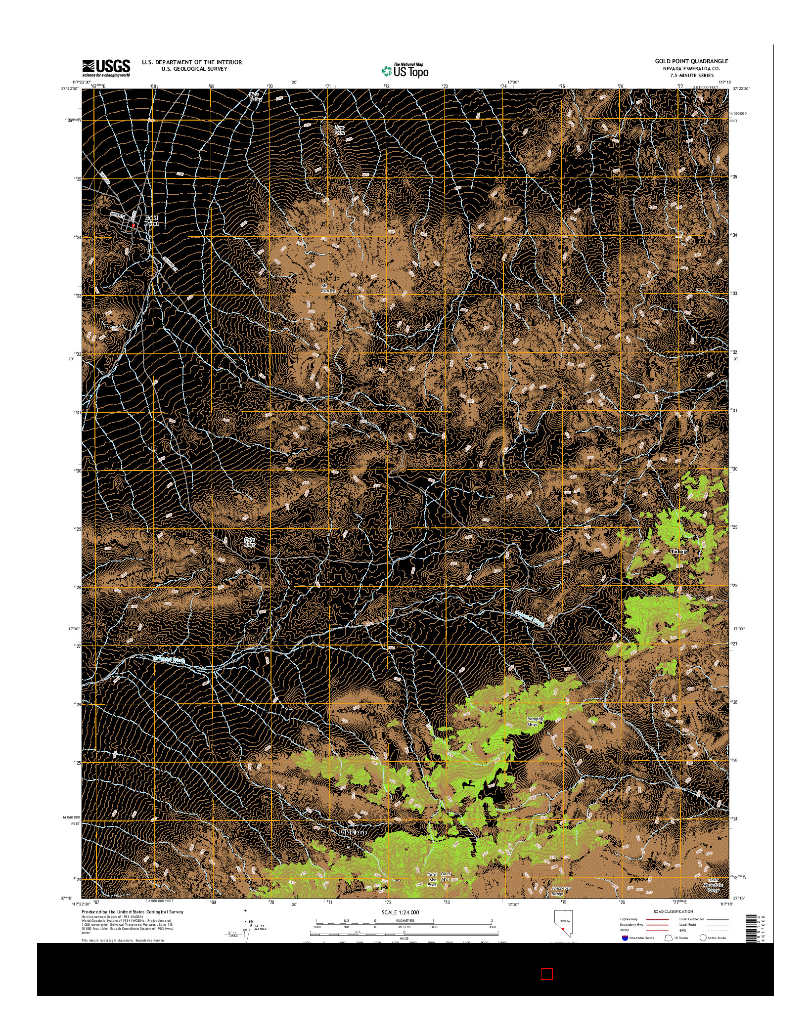 USGS US TOPO 7.5-MINUTE MAP FOR GOLD POINT, NV 2014