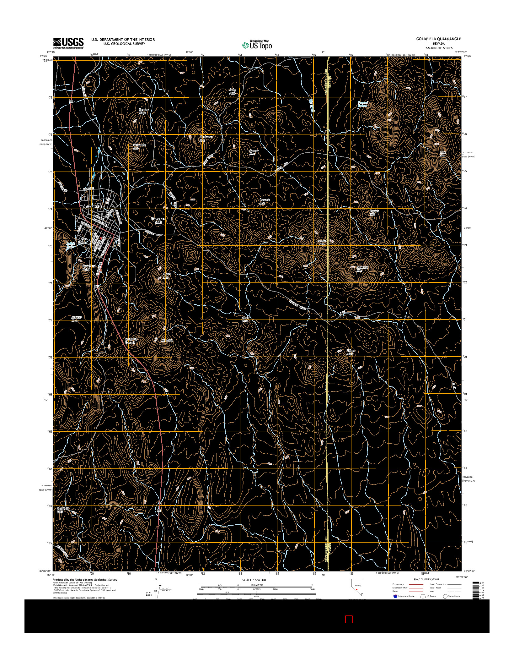 USGS US TOPO 7.5-MINUTE MAP FOR GOLDFIELD, NV 2014