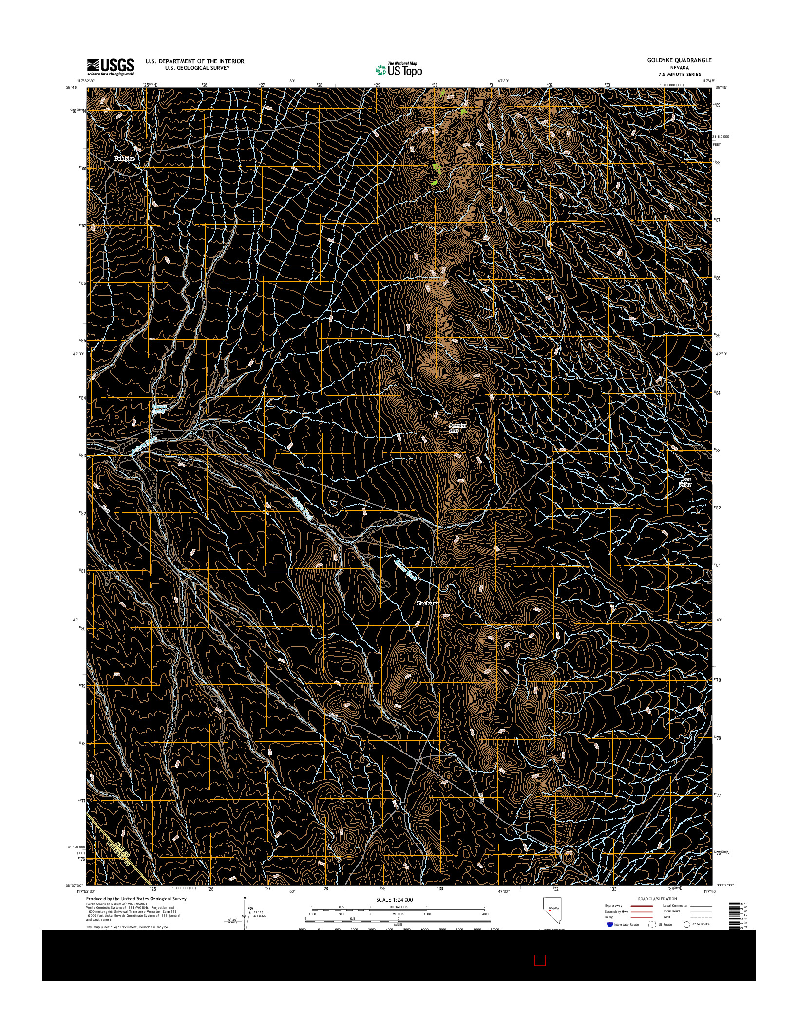 USGS US TOPO 7.5-MINUTE MAP FOR GOLDYKE, NV 2014