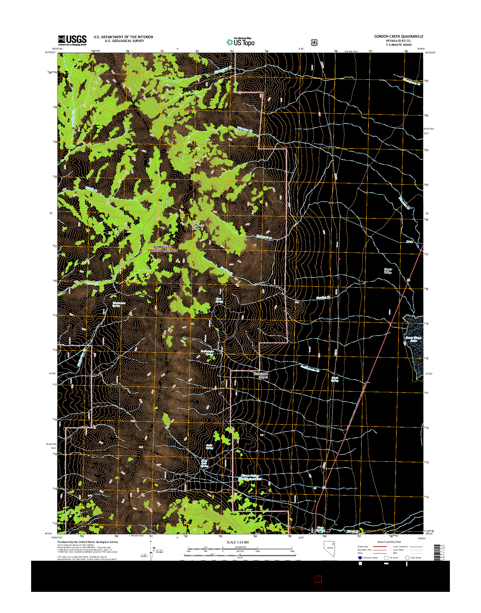 USGS US TOPO 7.5-MINUTE MAP FOR GORDON CREEK, NV 2014