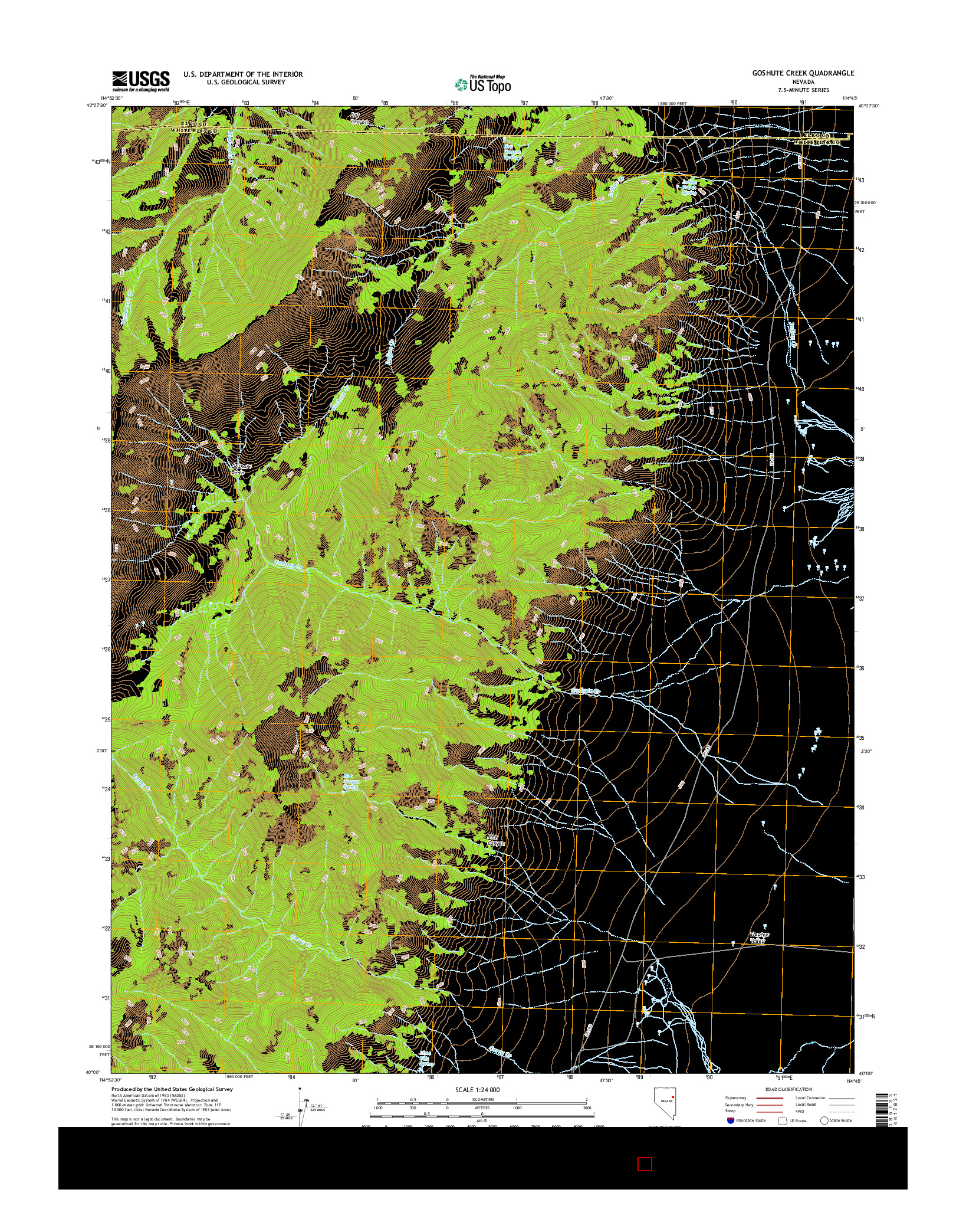 USGS US TOPO 7.5-MINUTE MAP FOR GOSHUTE CREEK, NV 2014