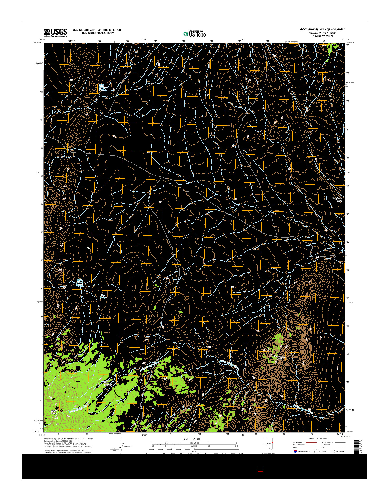 USGS US TOPO 7.5-MINUTE MAP FOR GOVERNMENT PEAK, NV 2014