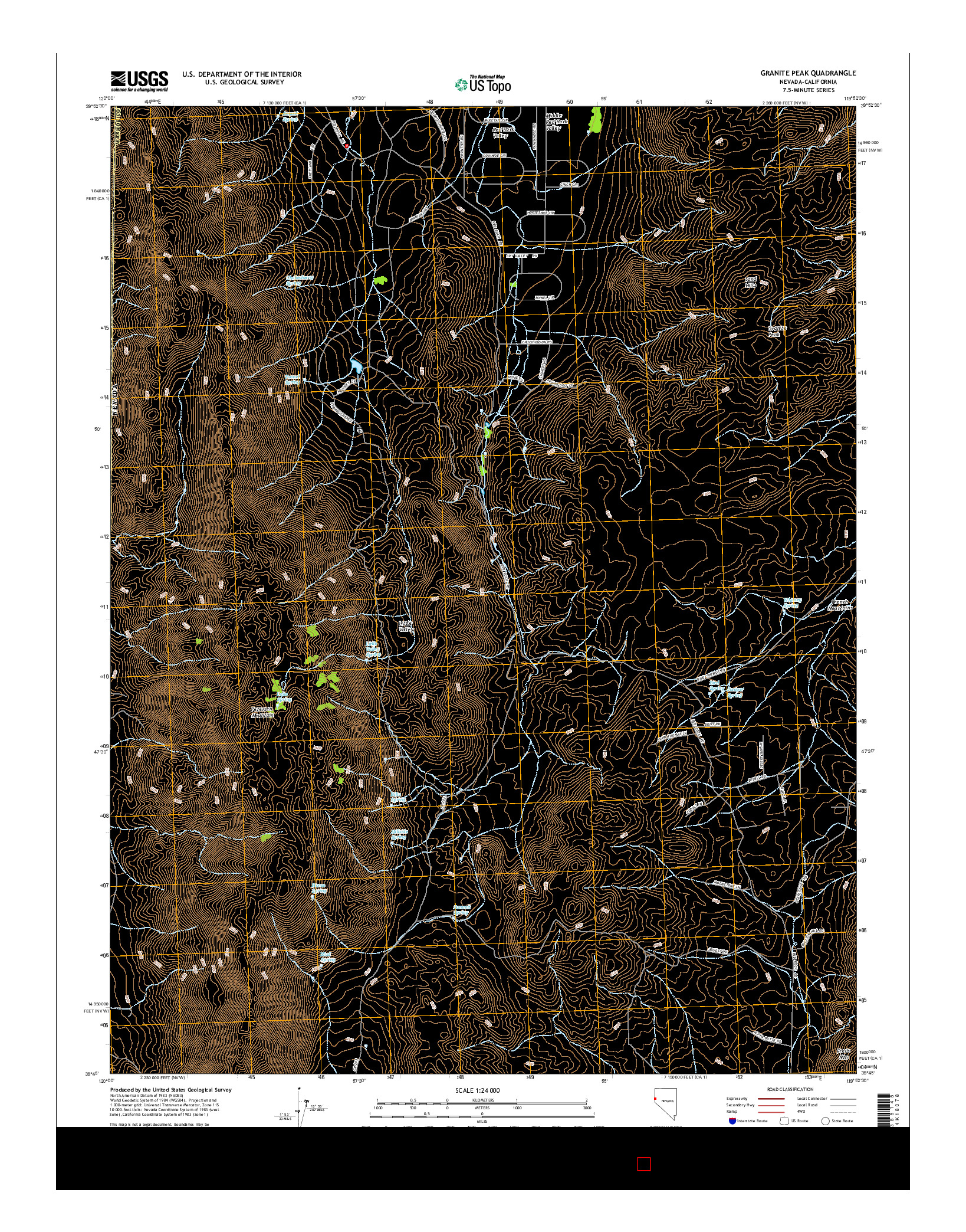 USGS US TOPO 7.5-MINUTE MAP FOR GRANITE PEAK, NV-CA 2014