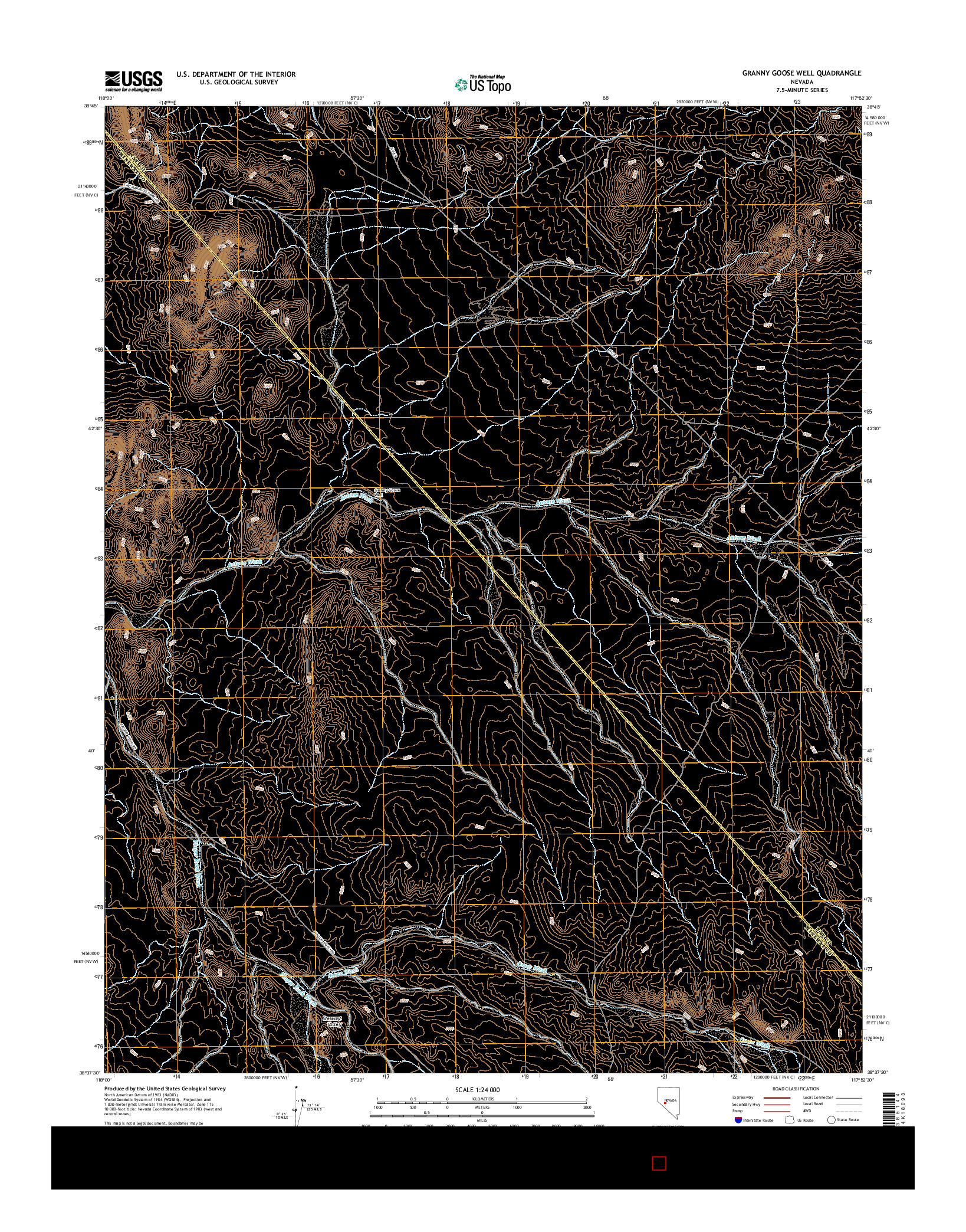 USGS US TOPO 7.5-MINUTE MAP FOR GRANNY GOOSE WELL, NV 2014