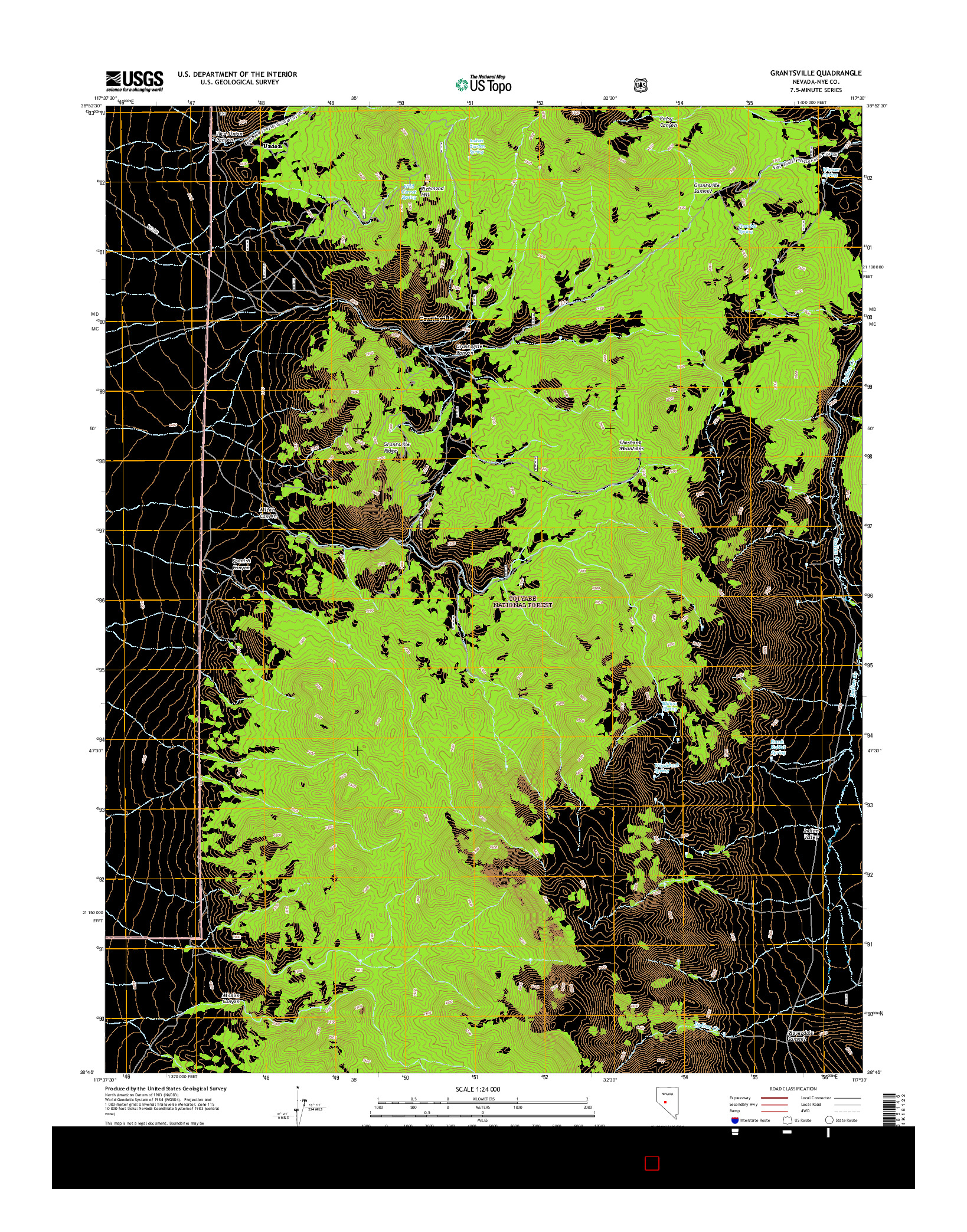 USGS US TOPO 7.5-MINUTE MAP FOR GRANTSVILLE, NV 2014