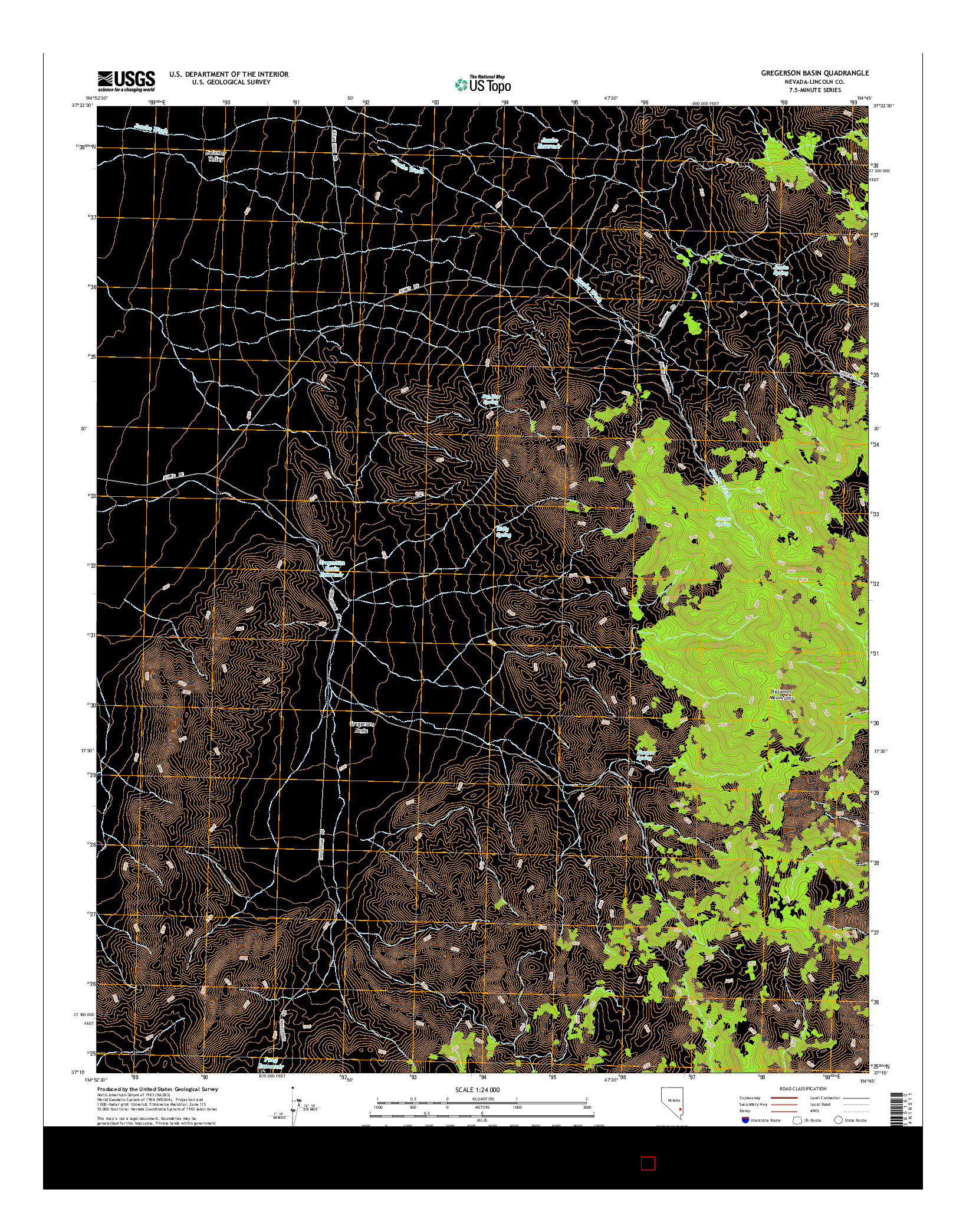 USGS US TOPO 7.5-MINUTE MAP FOR GREGERSON BASIN, NV 2014