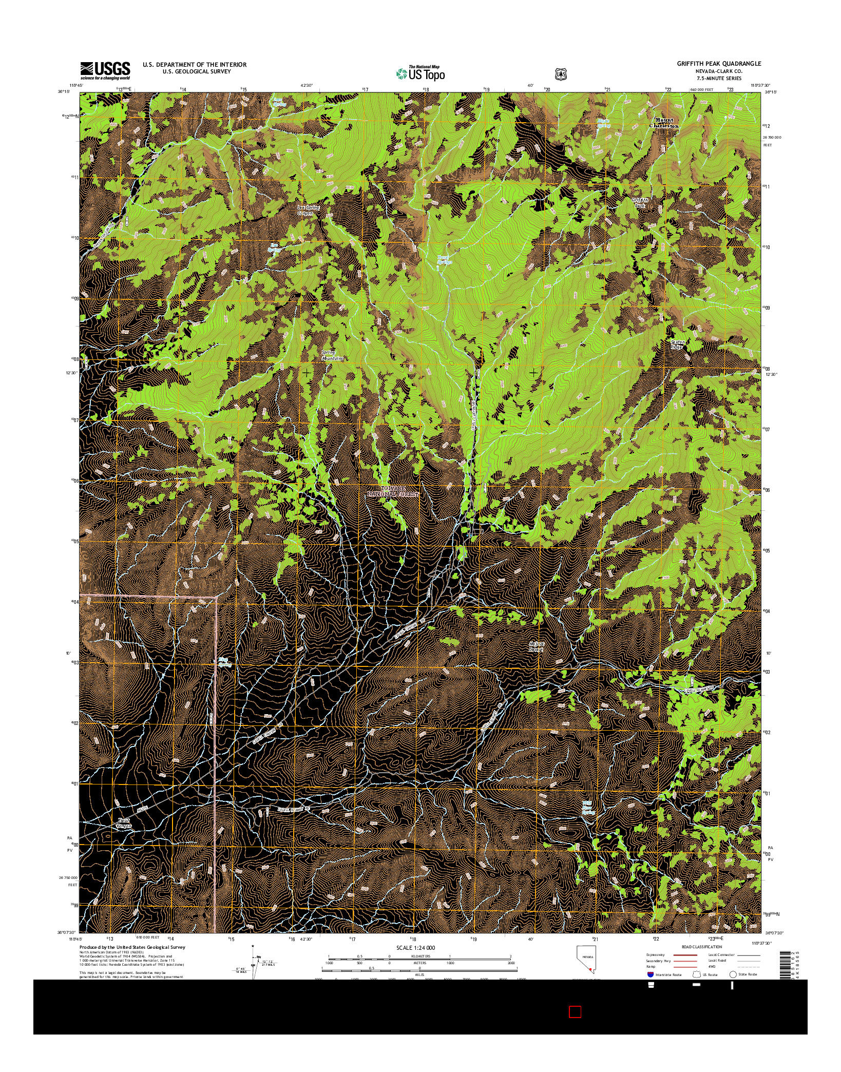 USGS US TOPO 7.5-MINUTE MAP FOR GRIFFITH PEAK, NV 2014